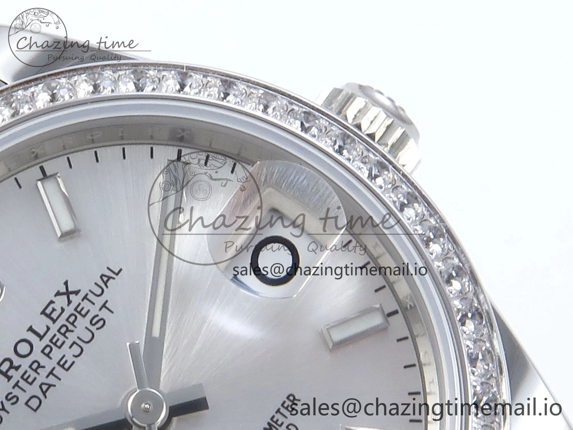 DateJust 31 278384RBR ARF 1:1 Best Edition 904L Steel Silver Stick Dial Diamonds Bezel on SS Jubilee Bracelet ETA 2688
