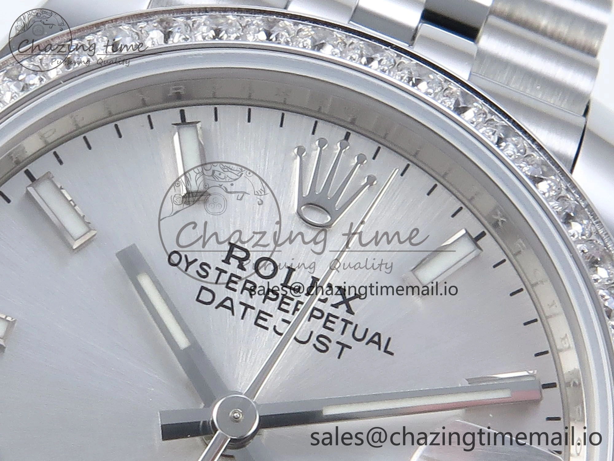 DateJust 31 278384RBR ARF 1:1 Best Edition 904L Steel Silver Stick Dial Diamonds Bezel on SS Jubilee Bracelet ETA 2688