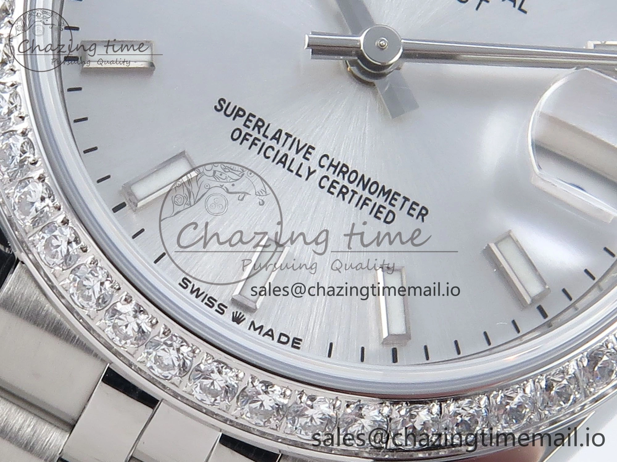DateJust 31 278384RBR ARF 1:1 Best Edition 904L Steel Silver Stick Dial Diamonds Bezel on SS Jubilee Bracelet ETA 2688