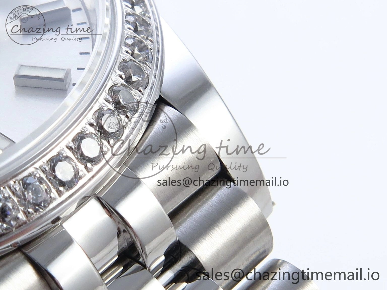 DateJust 31 278384RBR ARF 1:1 Best Edition 904L Steel Silver Stick Dial Diamonds Bezel on SS Jubilee Bracelet ETA 2688