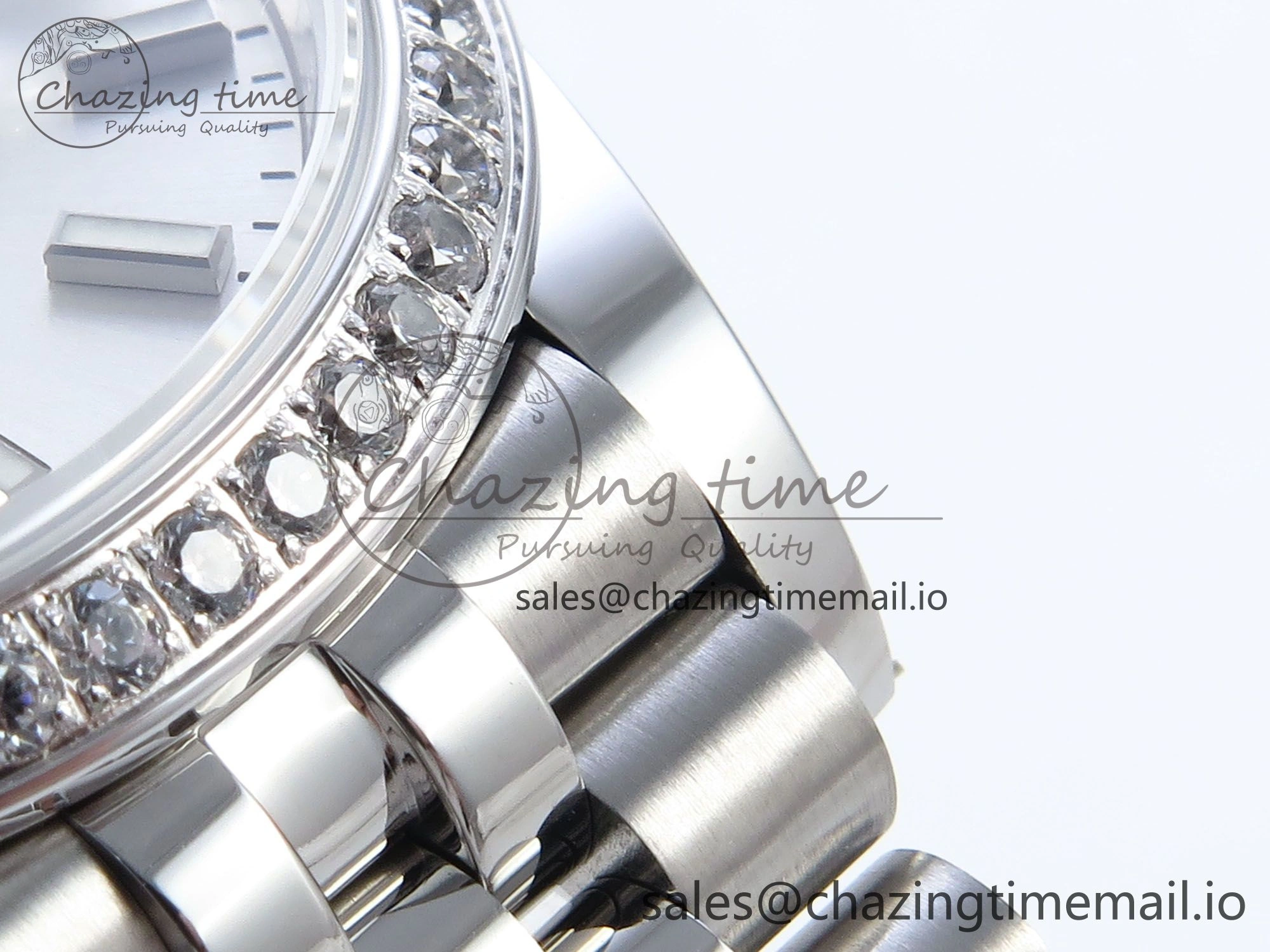 DateJust 31 278384RBR ARF 1:1 Best Edition 904L Steel Silver Stick Dial Diamonds Bezel on SS Jubilee Bracelet ETA 2688