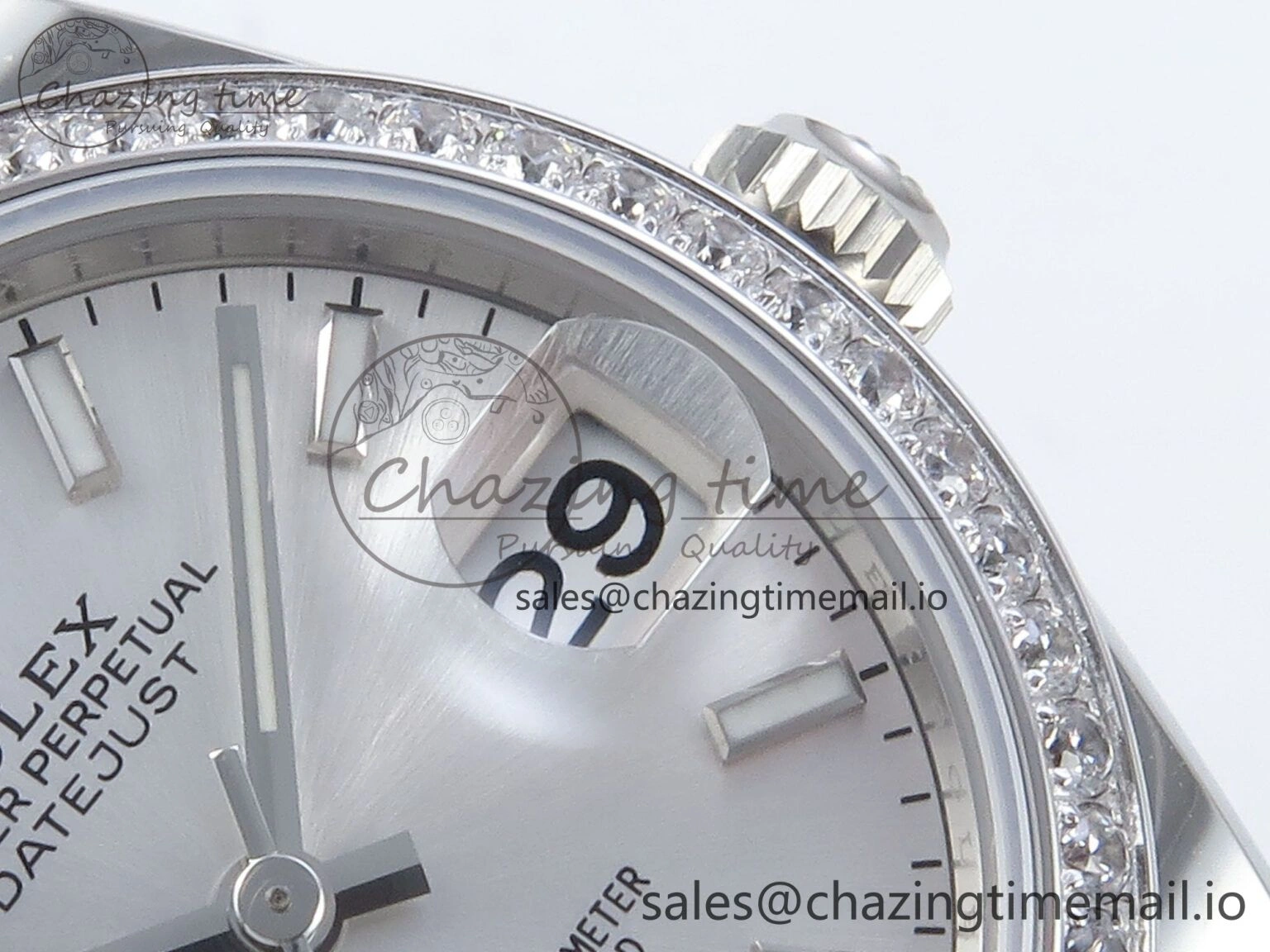 DateJust 31 278384RBR ARF 1:1 Best Edition 904L Steel Silver Stick Dial Diamonds Bezel on SS Oyster Bracelet ETA 2688