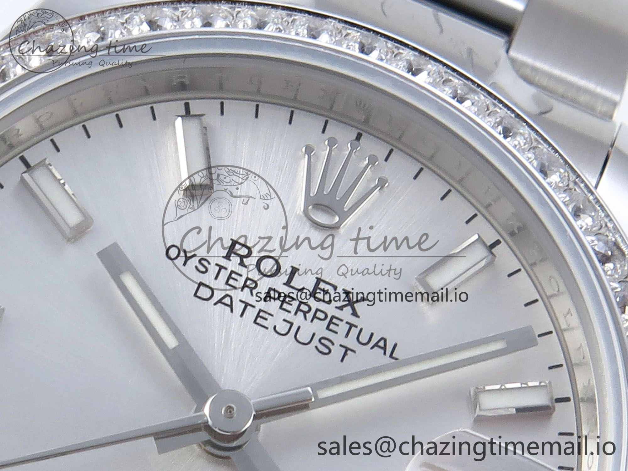 DateJust 31 278384RBR ARF 1:1 Best Edition 904L Steel Silver Stick Dial Diamonds Bezel on SS Oyster Bracelet ETA 2688