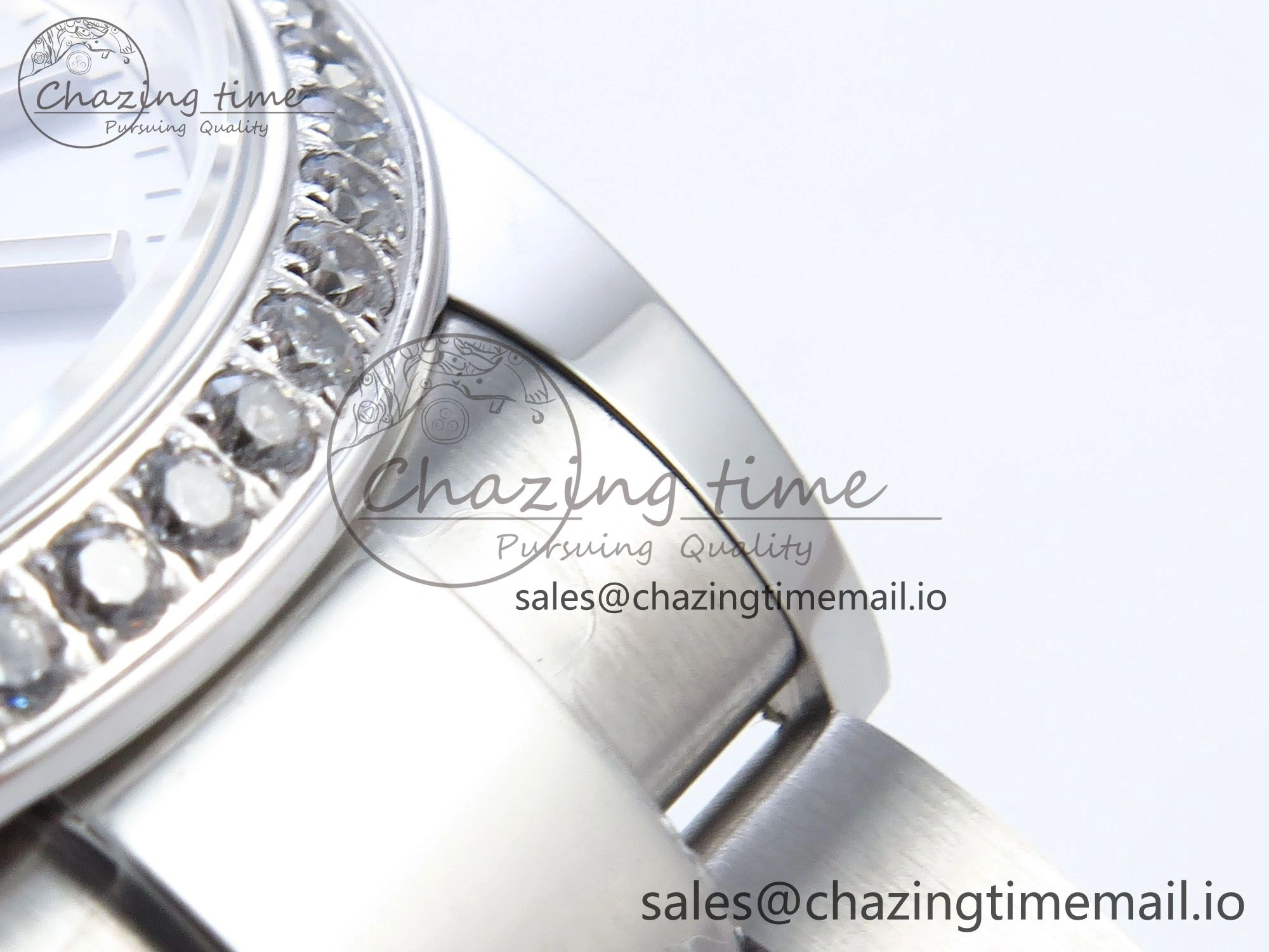 DateJust 31 278384RBR ARF 1:1 Best Edition 904L Steel Silver Stick Dial Diamonds Bezel on SS Oyster Bracelet ETA 2688