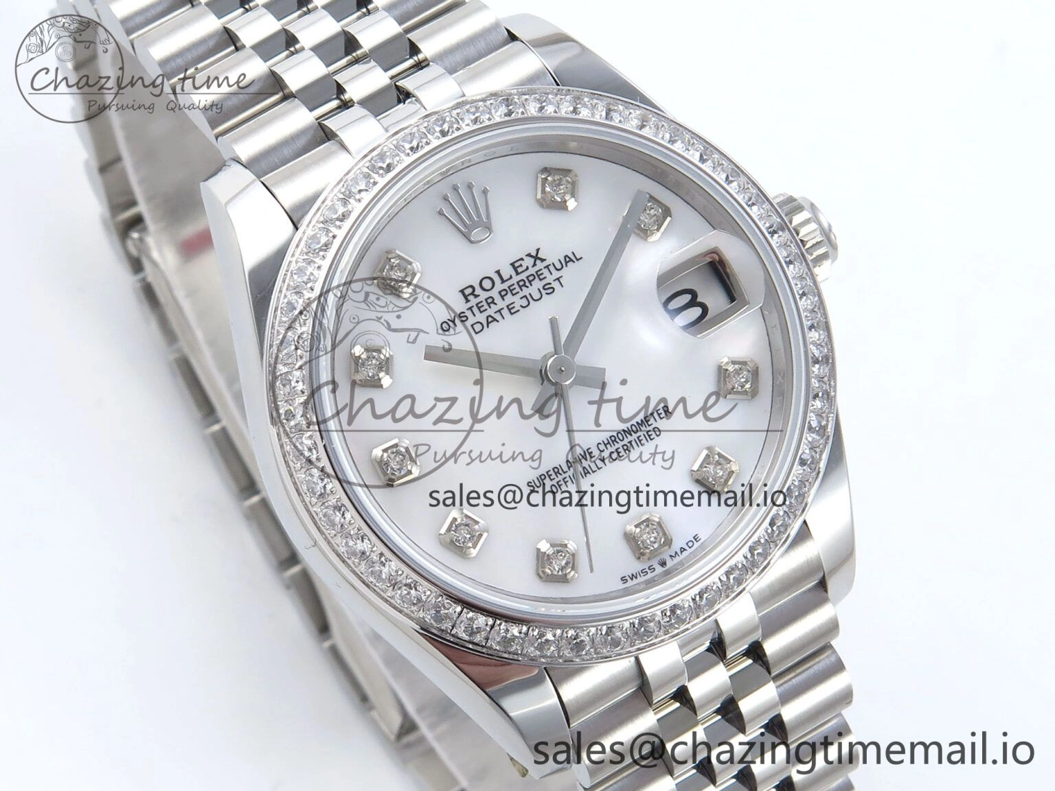 DateJust 31 278384RBR ARF 1:1 Best Edition 904L Steel White MOP Dial Diamonds Bezel on SS Jubilee Bracelet ETA 2688