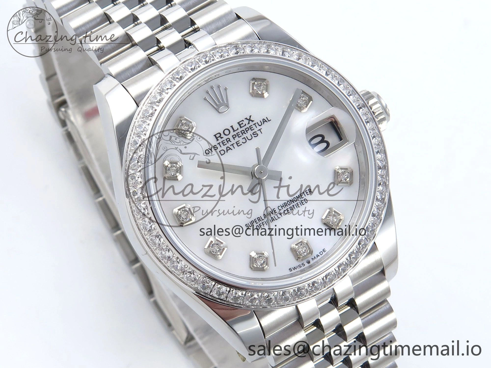 DateJust 31 278384RBR ARF 1:1 Best Edition 904L Steel White MOP Dial Diamonds Bezel on SS Jubilee Bracelet ETA 2688