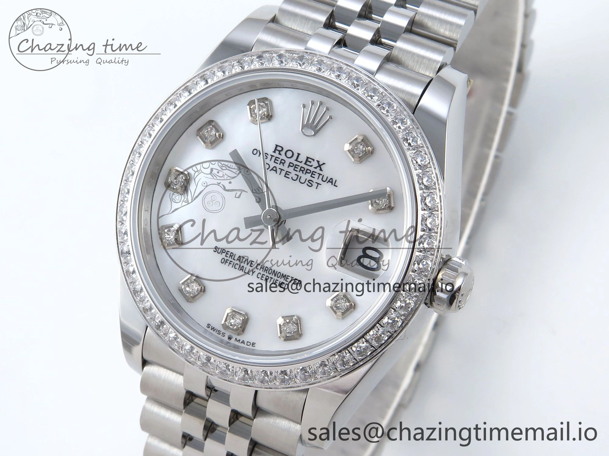 DateJust 31 278384RBR ARF 1:1 Best Edition 904L Steel White MOP Dial Diamonds Bezel on SS Jubilee Bracelet ETA 2688