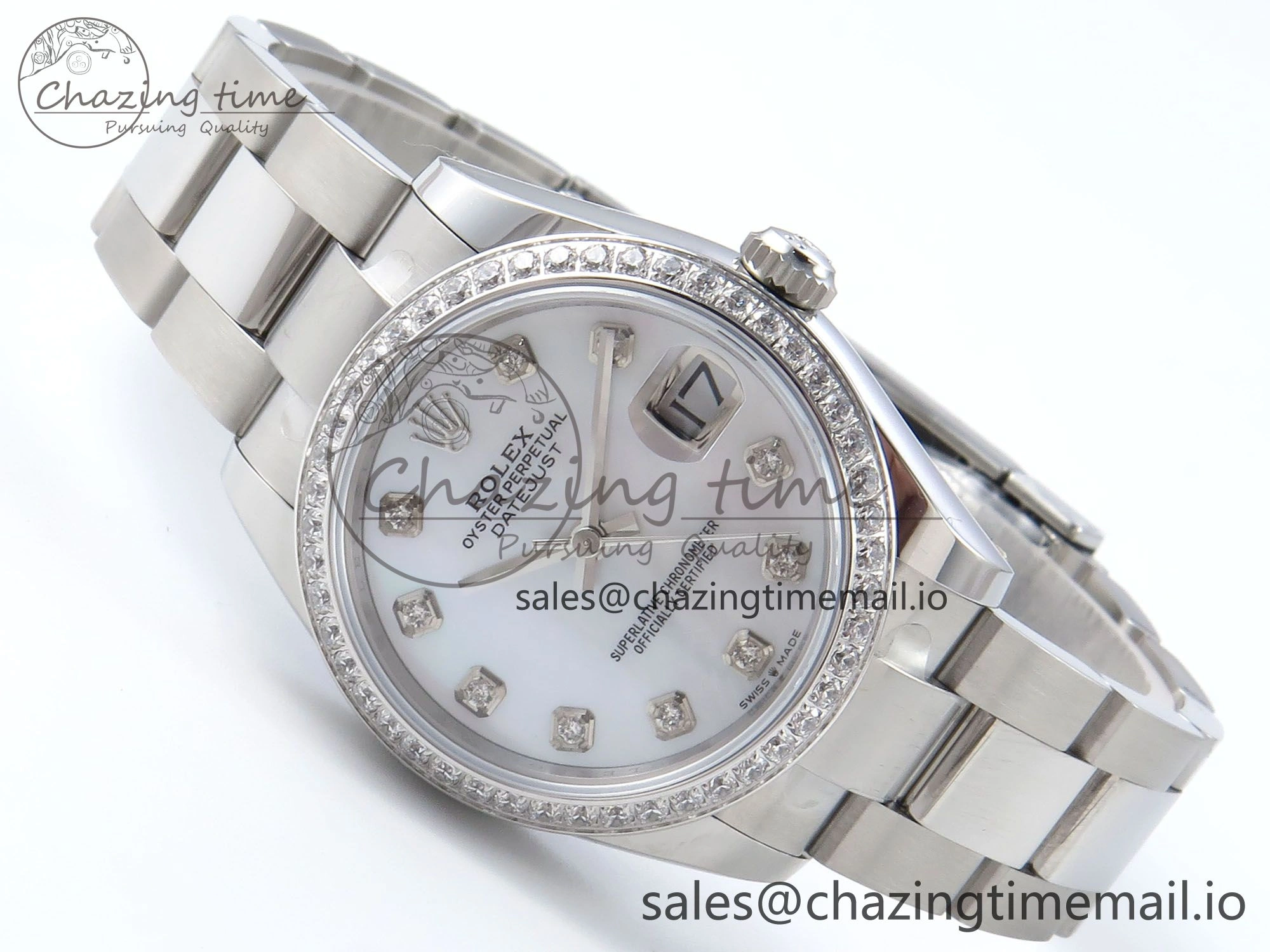 DateJust 31 278384RBR ARF 1:1 Best Edition 904L Steel White MOP Dial Diamonds Bezel on SS Oyster Bracelet ETA 2688