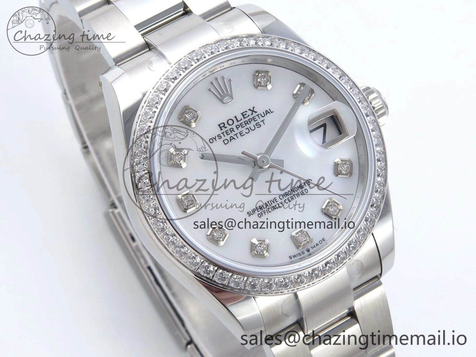 DateJust 31 278384RBR ARF 1:1 Best Edition 904L Steel White MOP Dial Diamonds Bezel on SS Oyster Bracelet ETA 2688