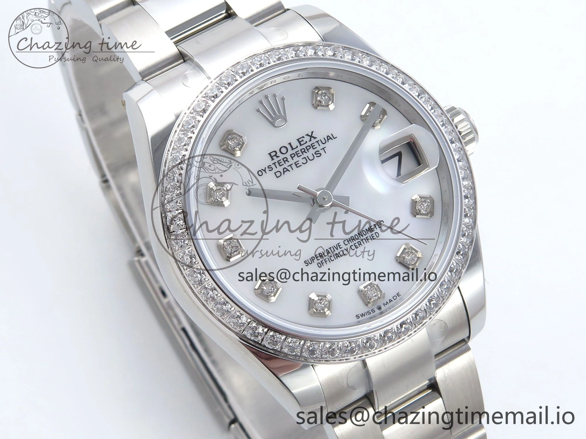 DateJust 31 278384RBR ARF 1:1 Best Edition 904L Steel White MOP Dial Diamonds Bezel on SS Oyster Bracelet ETA 2688