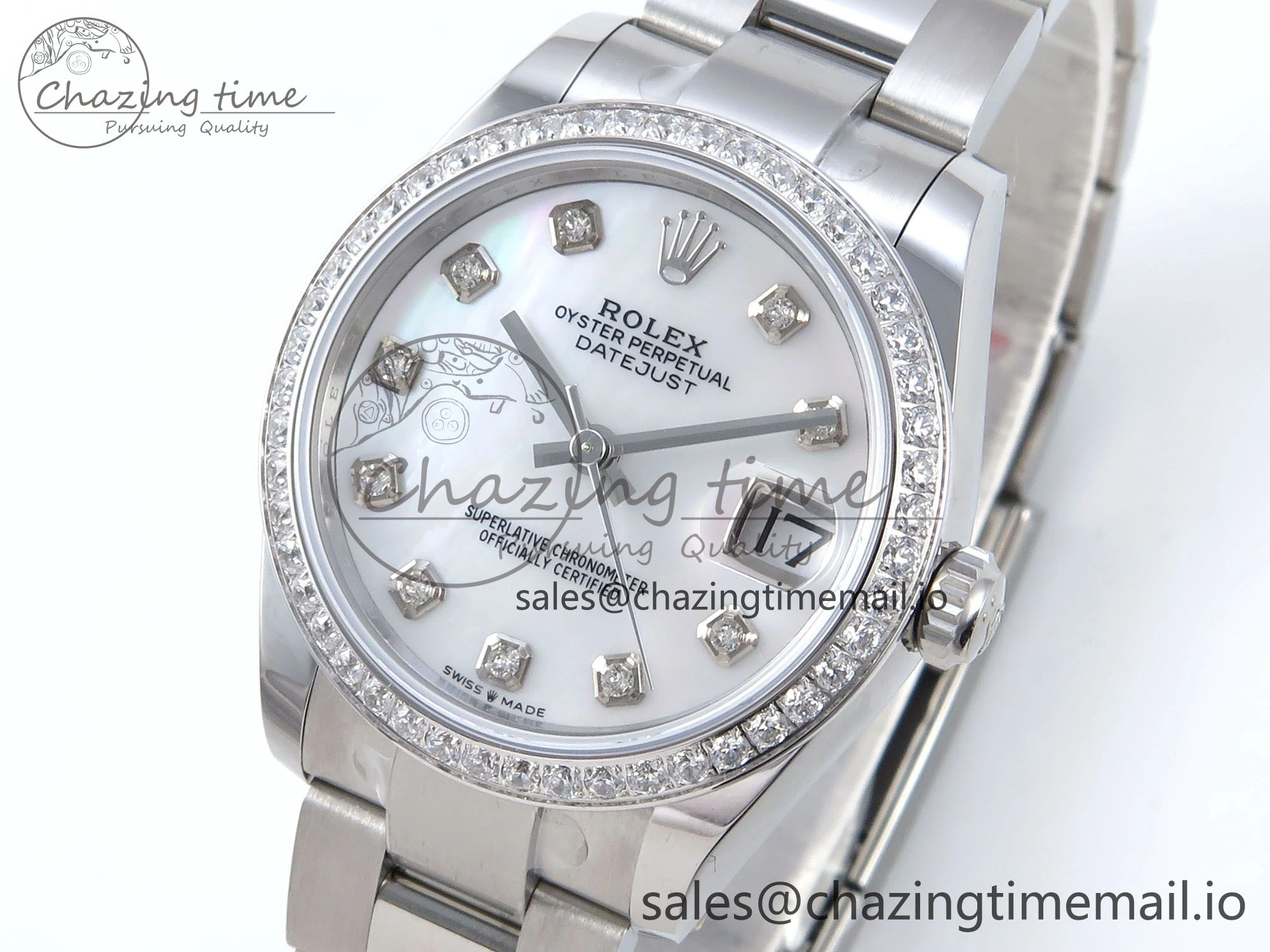 DateJust 31 278384RBR ARF 1:1 Best Edition 904L Steel White MOP Dial Diamonds Bezel on SS Oyster Bracelet ETA 2688