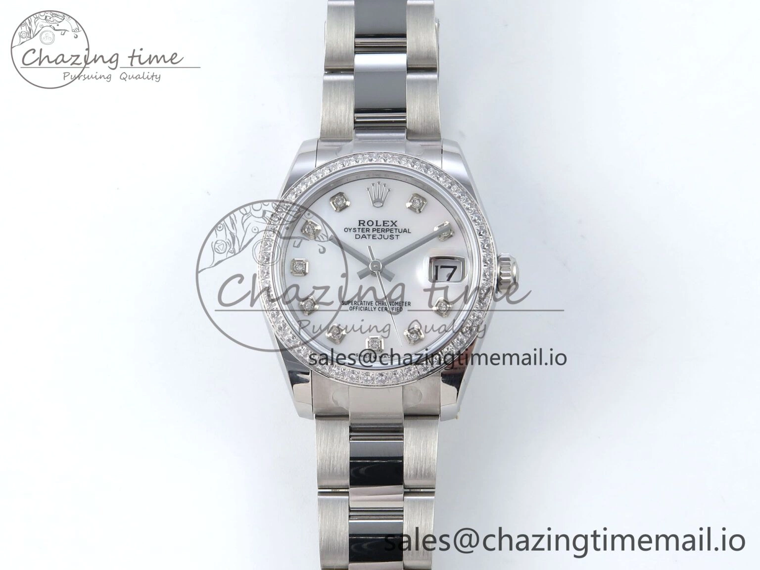 DateJust 31 278384RBR ARF 1:1 Best Edition 904L Steel White MOP Dial Diamonds Bezel on SS Oyster Bracelet ETA 2688