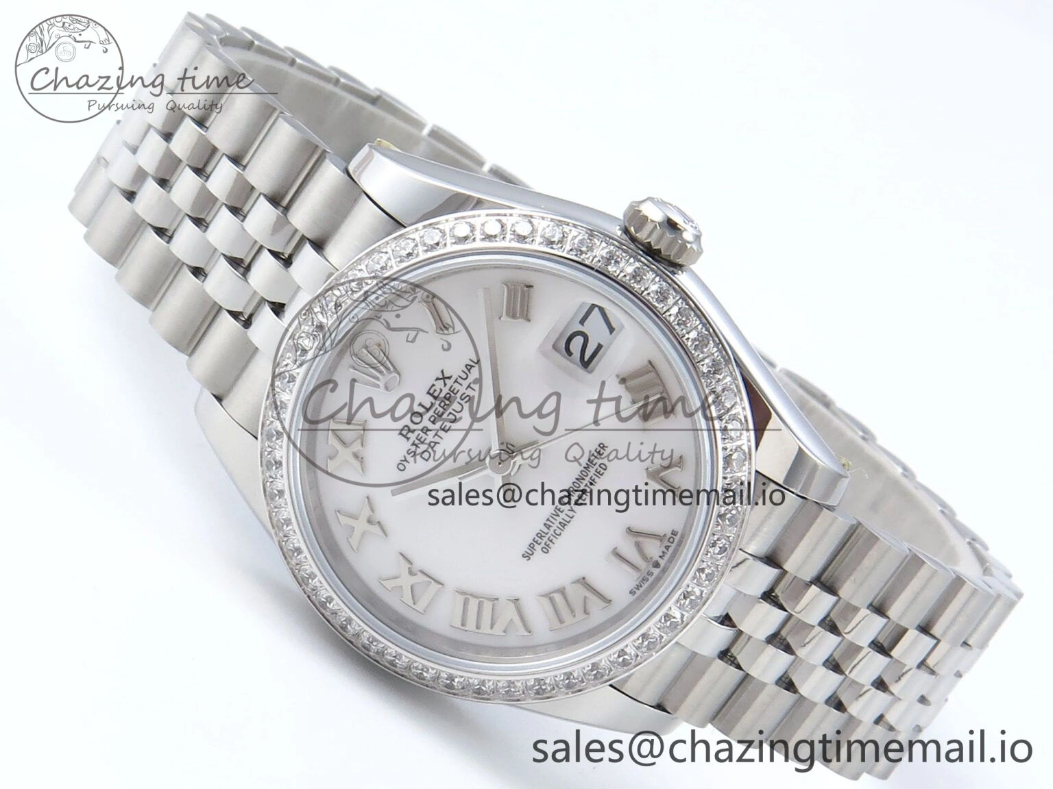 DateJust 31 278384RBR ARF 1:1 Best Edition 904L Steel White Roman Dial Diamonds Bezel on SS Jubilee Bracelet ETA 2688
