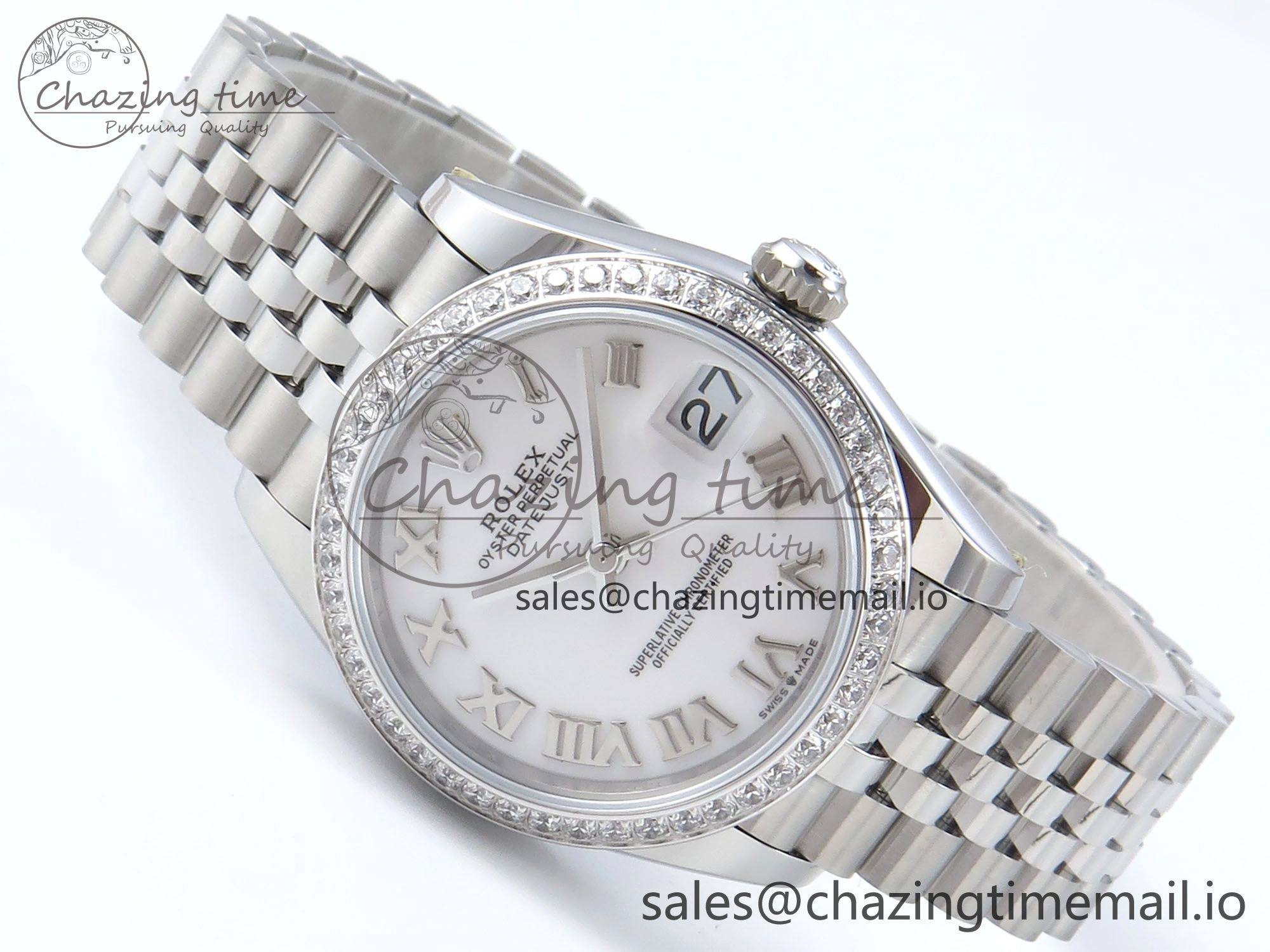 DateJust 31 278384RBR ARF 1:1 Best Edition 904L Steel White Roman Dial Diamonds Bezel on SS Jubilee Bracelet ETA 2688