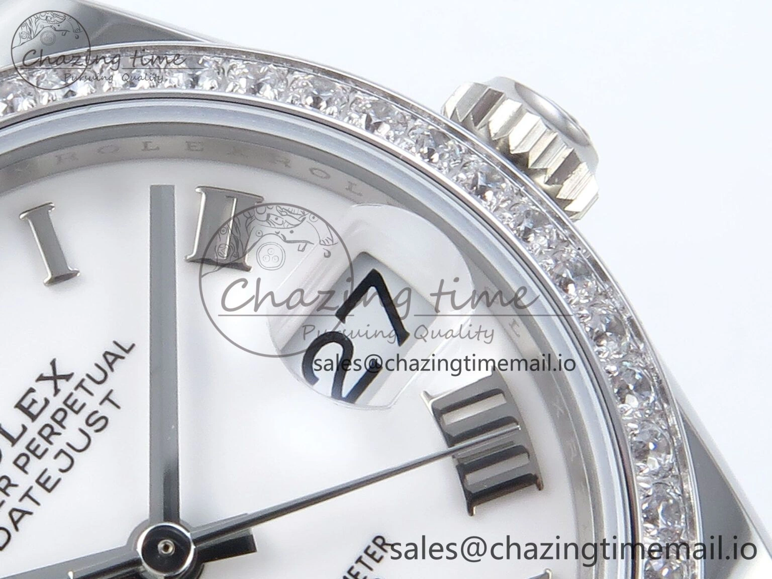 DateJust 31 278384RBR ARF 1:1 Best Edition 904L Steel White Roman Dial Diamonds Bezel on SS Jubilee Bracelet ETA 2688