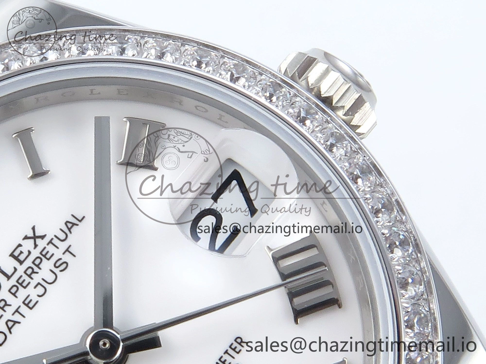 DateJust 31 278384RBR ARF 1:1 Best Edition 904L Steel White Roman Dial Diamonds Bezel on SS Jubilee Bracelet ETA 2688