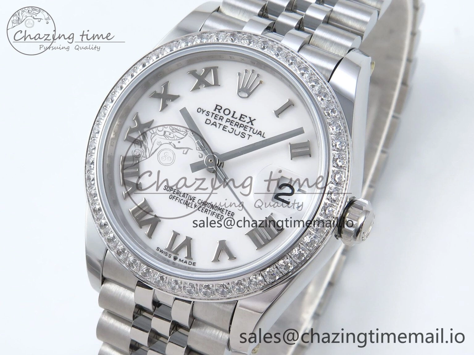 DateJust 31 278384RBR ARF 1:1 Best Edition 904L Steel White Roman Dial Diamonds Bezel on SS Jubilee Bracelet ETA 2688