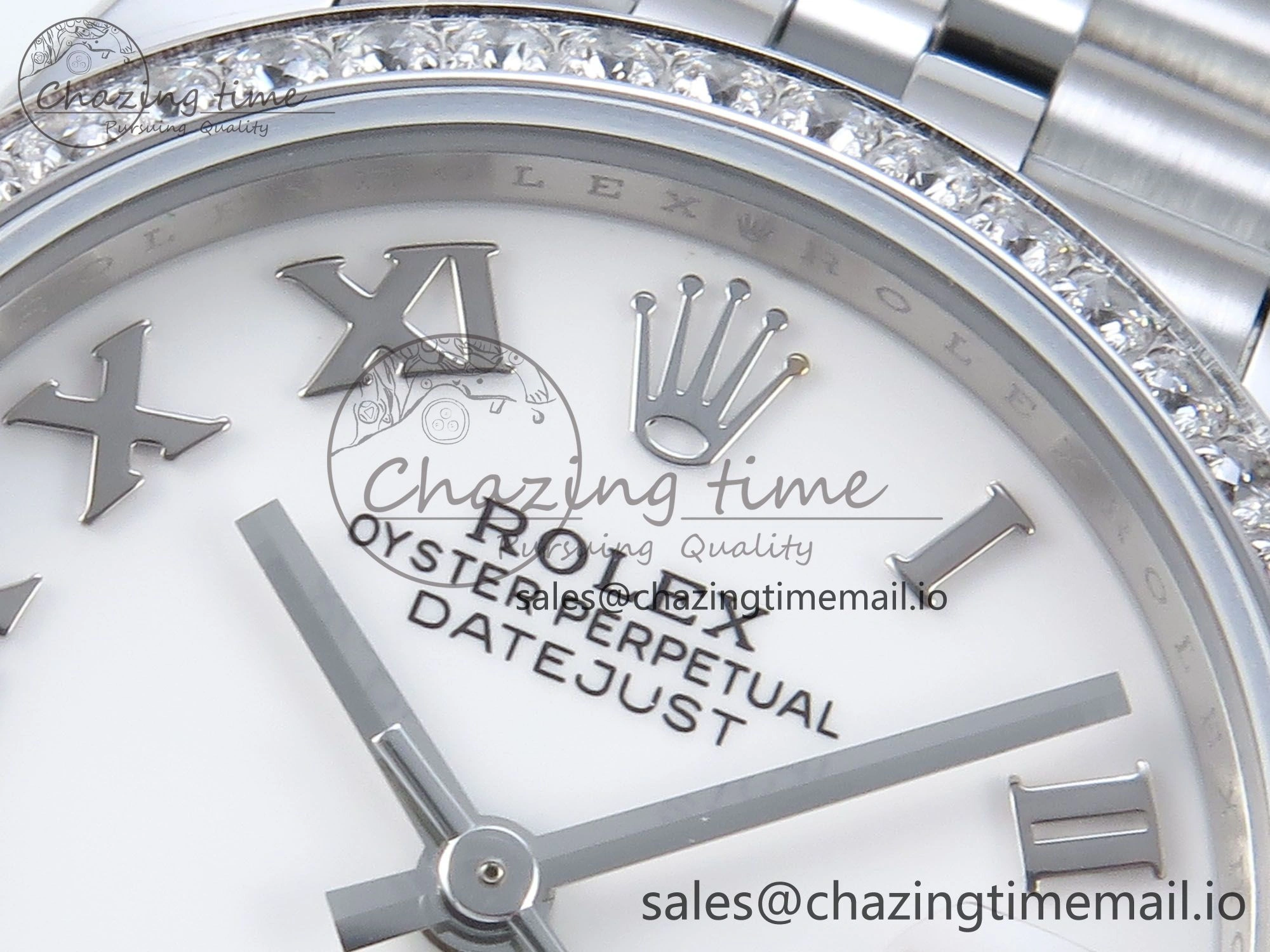 DateJust 31 278384RBR ARF 1:1 Best Edition 904L Steel White Roman Dial Diamonds Bezel on SS Jubilee Bracelet ETA 2688