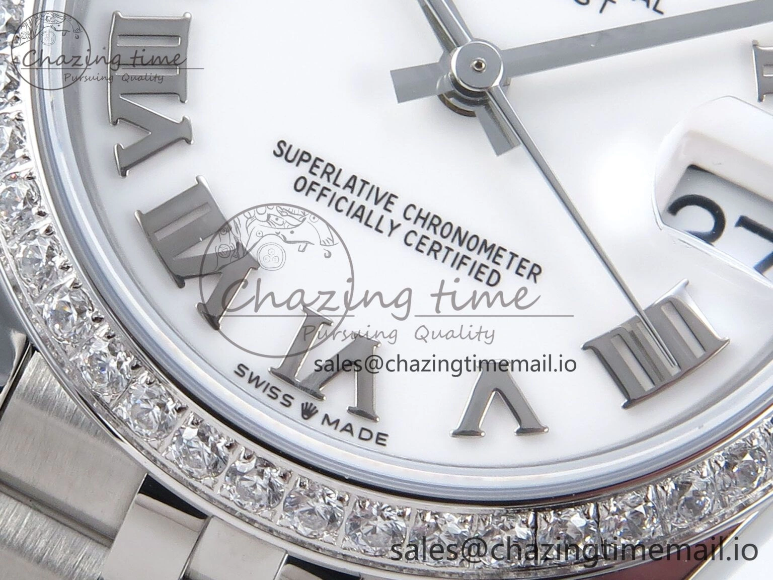 DateJust 31 278384RBR ARF 1:1 Best Edition 904L Steel White Roman Dial Diamonds Bezel on SS Jubilee Bracelet ETA 2688