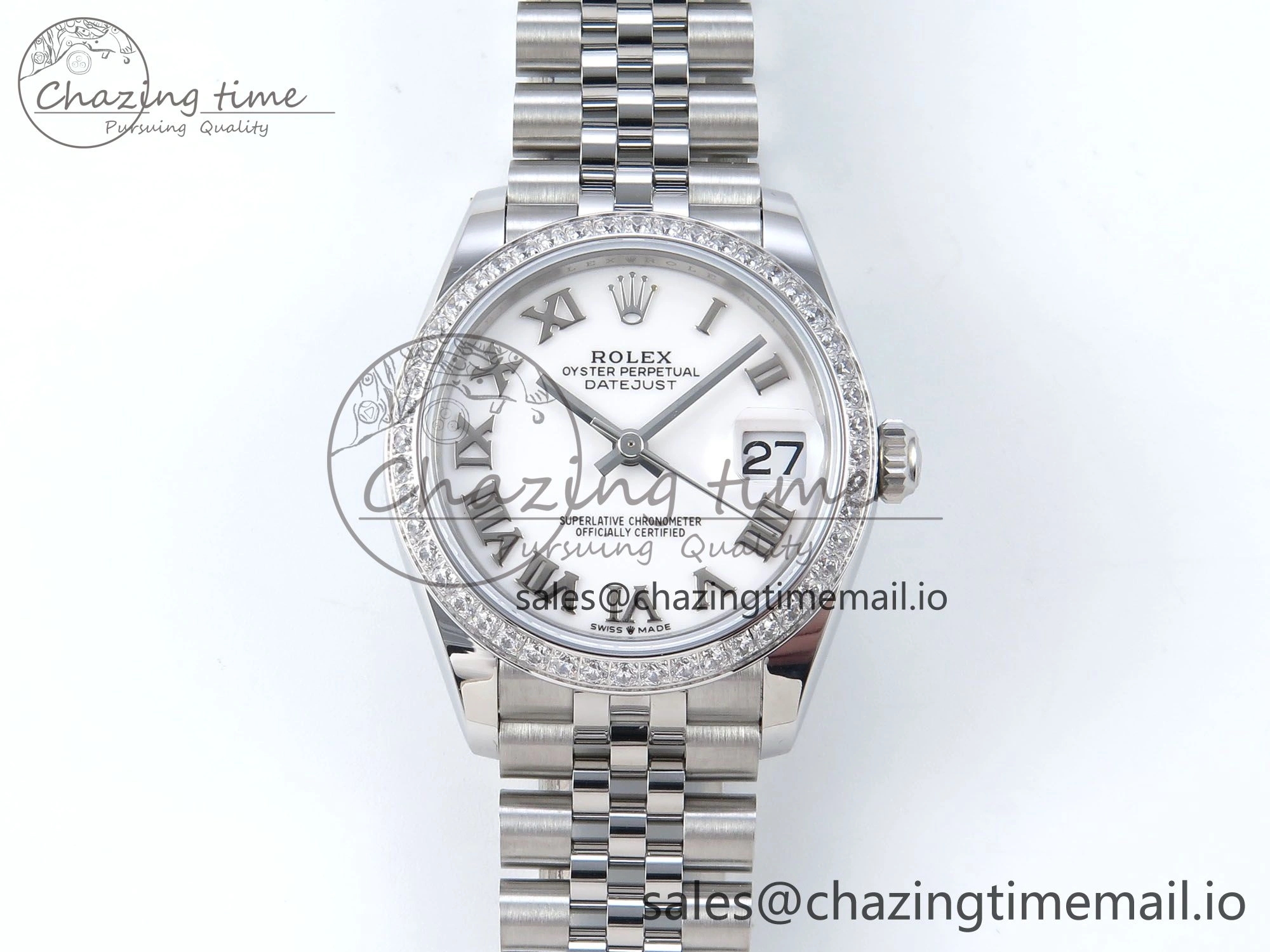 DateJust 31 278384RBR ARF 1:1 Best Edition 904L Steel White Roman Dial Diamonds Bezel on SS Jubilee Bracelet ETA 2688