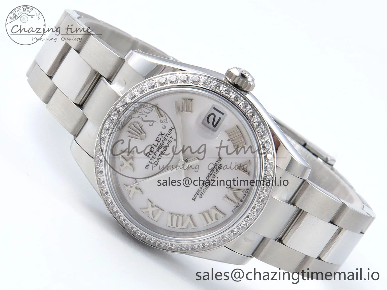 DateJust 31 278384RBR ARF 1:1 Best Edition 904L Steel White Roman Dial Diamonds Bezel on SS Oyster Bracelet ETA 2688