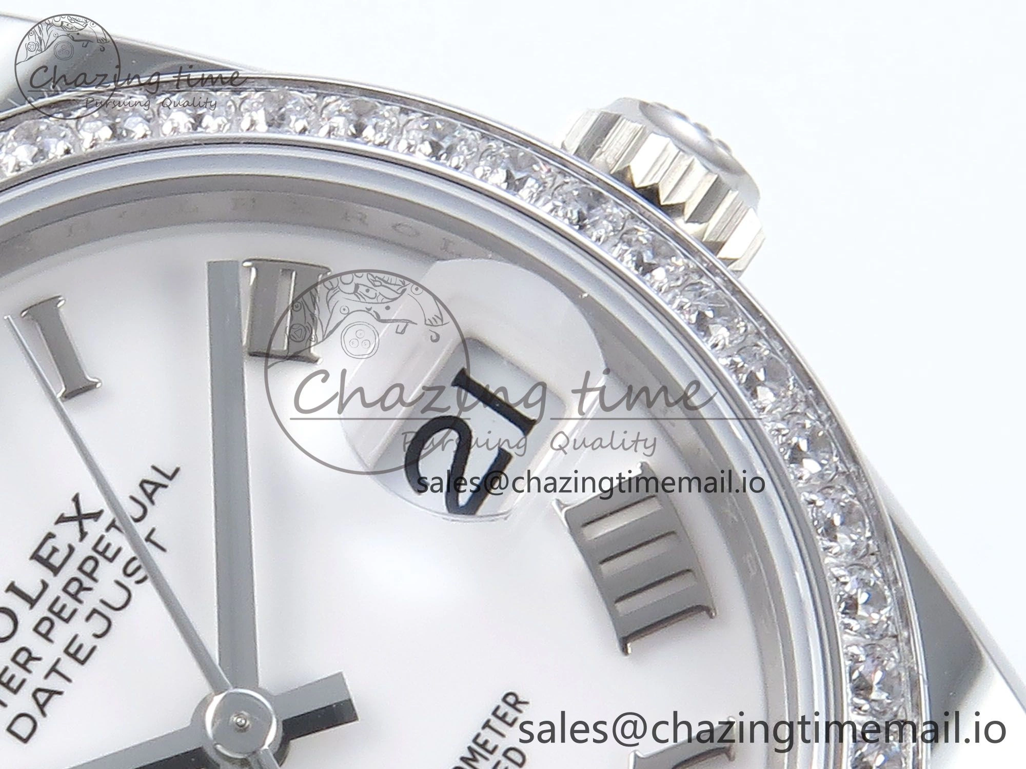 DateJust 31 278384RBR ARF 1:1 Best Edition 904L Steel White Roman Dial Diamonds Bezel on SS Oyster Bracelet ETA 2688