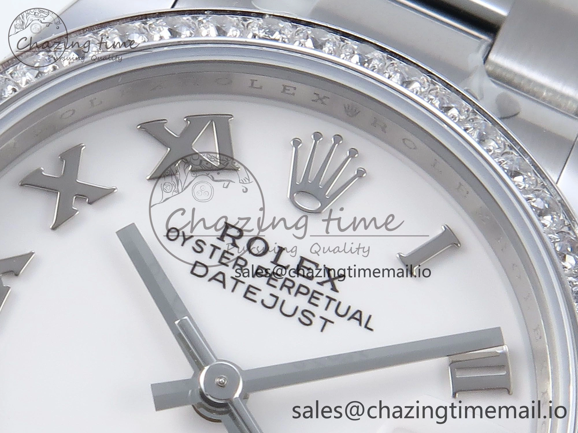 DateJust 31 278384RBR ARF 1:1 Best Edition 904L Steel White Roman Dial Diamonds Bezel on SS Oyster Bracelet ETA 2688