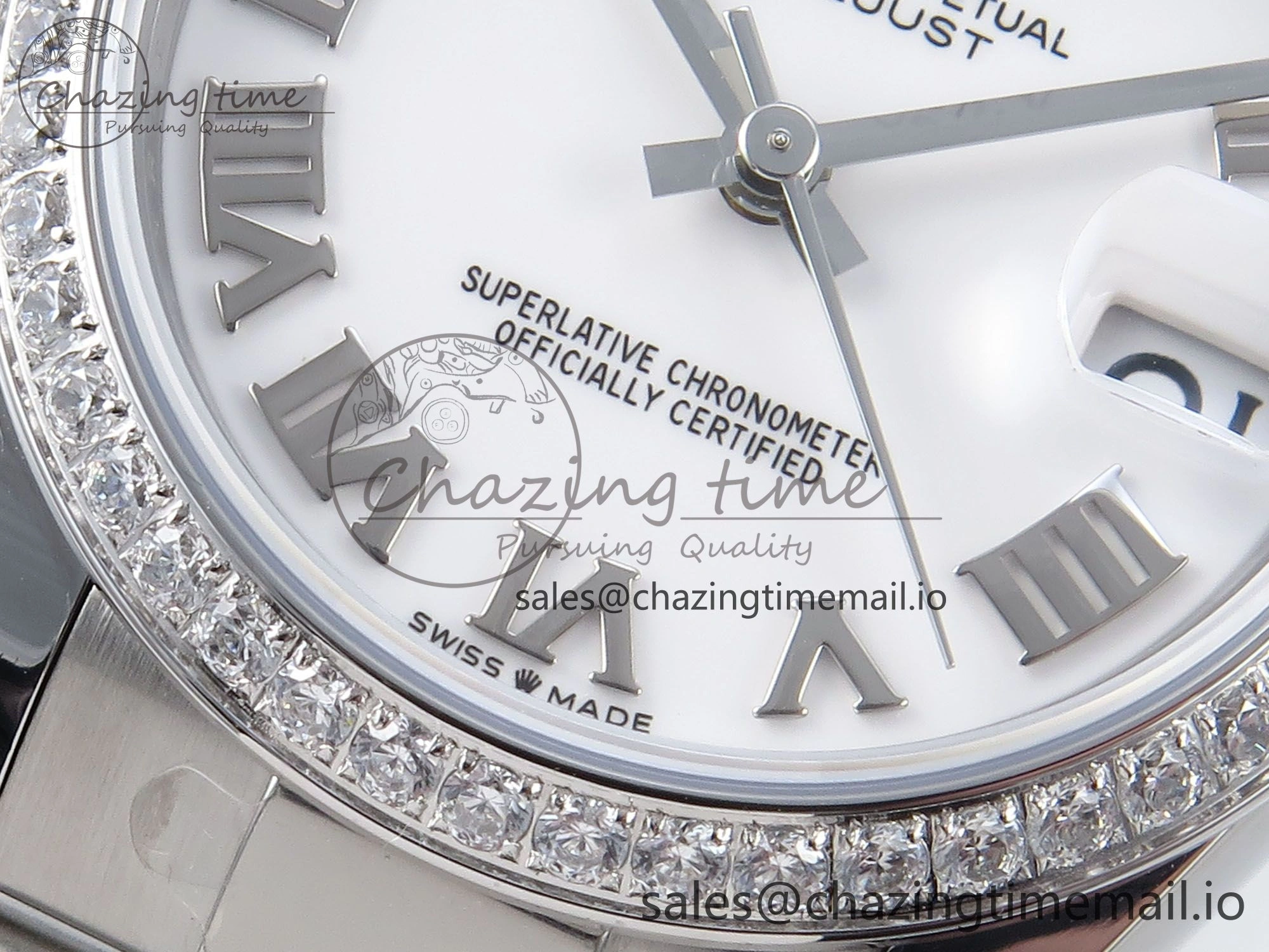 DateJust 31 278384RBR ARF 1:1 Best Edition 904L Steel White Roman Dial Diamonds Bezel on SS Oyster Bracelet ETA 2688