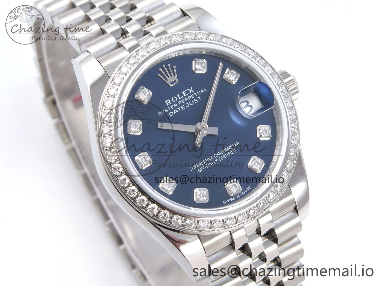 DateJust 31 278384RBR JARF 1:1 Best Edition 904L Steel Blue Diamonds Dial on SS Jubilee Bracelet HZ2236