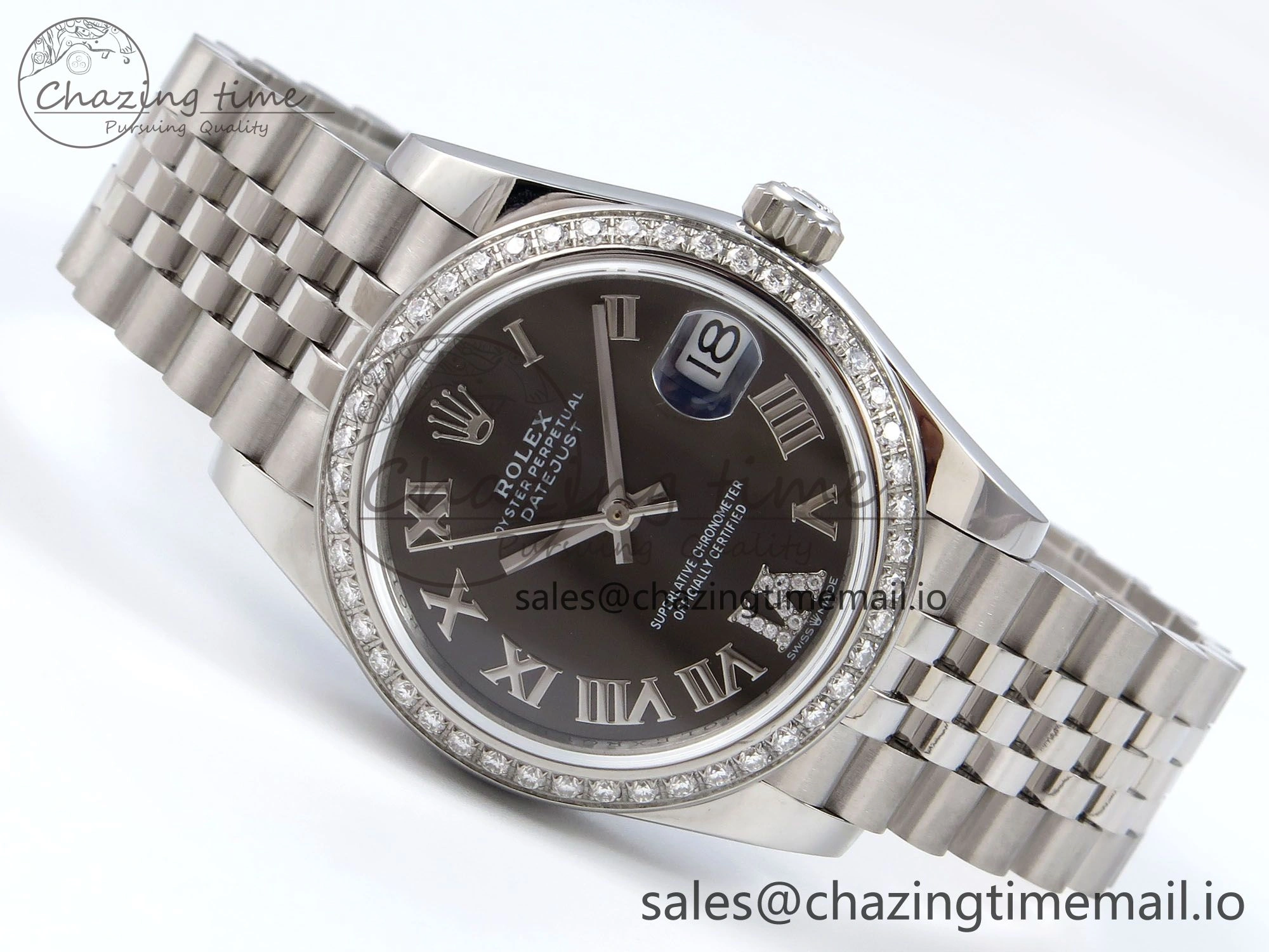 DateJust 31 278384RBR JARF 1:1 Best Edition 904L Steel Gray Roman Diamonds Dial on SS Jubilee Bracelet HZ2236
