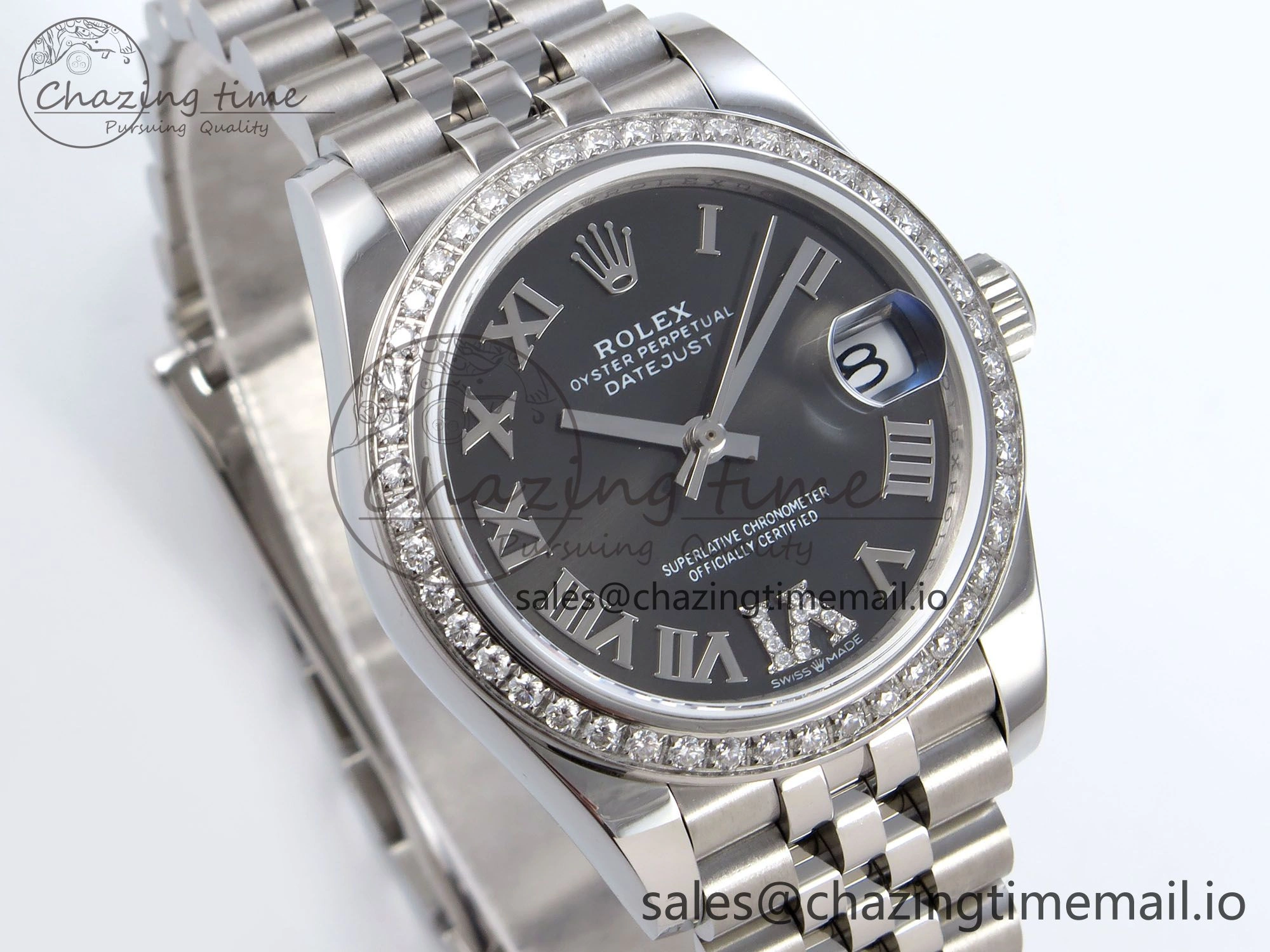 DateJust 31 278384RBR JARF 1:1 Best Edition 904L Steel Gray Roman Diamonds Dial on SS Jubilee Bracelet HZ2236