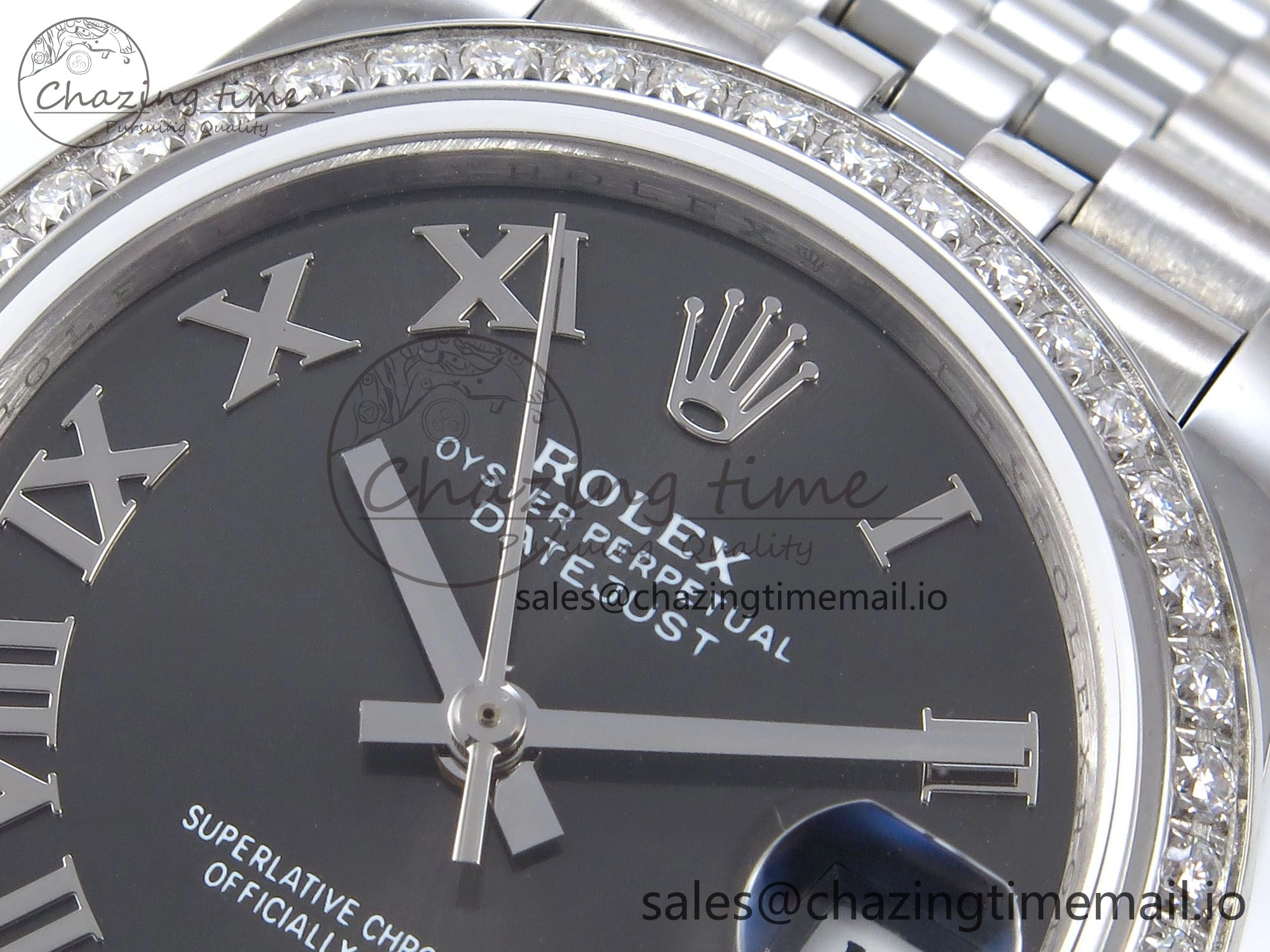 DateJust 31 278384RBR JARF 1:1 Best Edition 904L Steel Gray Roman Diamonds Dial on SS Jubilee Bracelet HZ2236