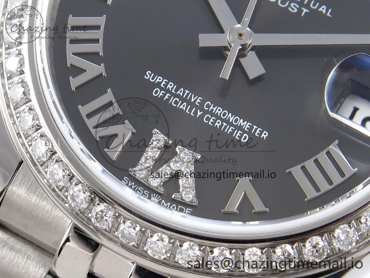 DateJust 31 278384RBR JARF 1:1 Best Edition 904L Steel Gray Roman Diamonds Dial on SS Jubilee Bracelet HZ2236