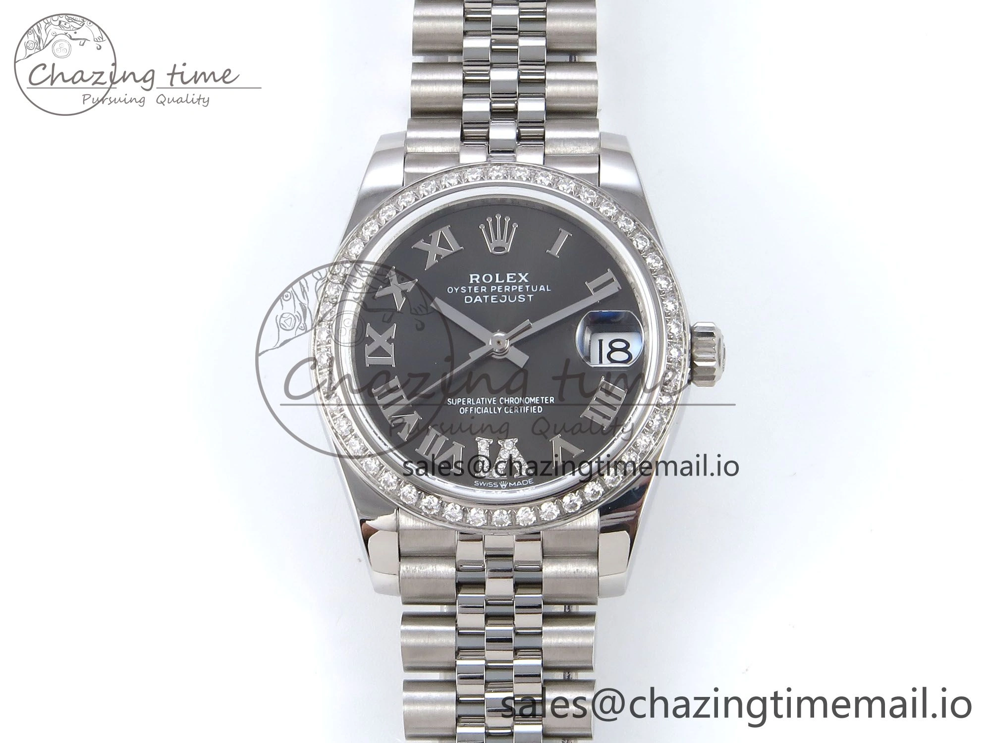 DateJust 31 278384RBR JARF 1:1 Best Edition 904L Steel Gray Roman Diamonds Dial on SS Jubilee Bracelet HZ2236