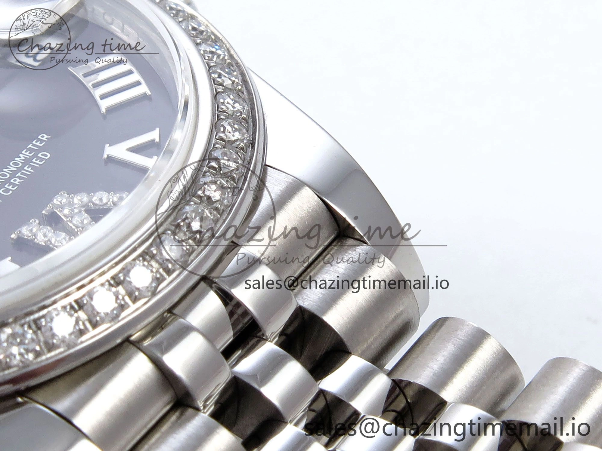DateJust 31 278384RBR JARF 1:1 Best Edition 904L Steel Gray Roman Diamonds Dial on SS Jubilee Bracelet HZ2236