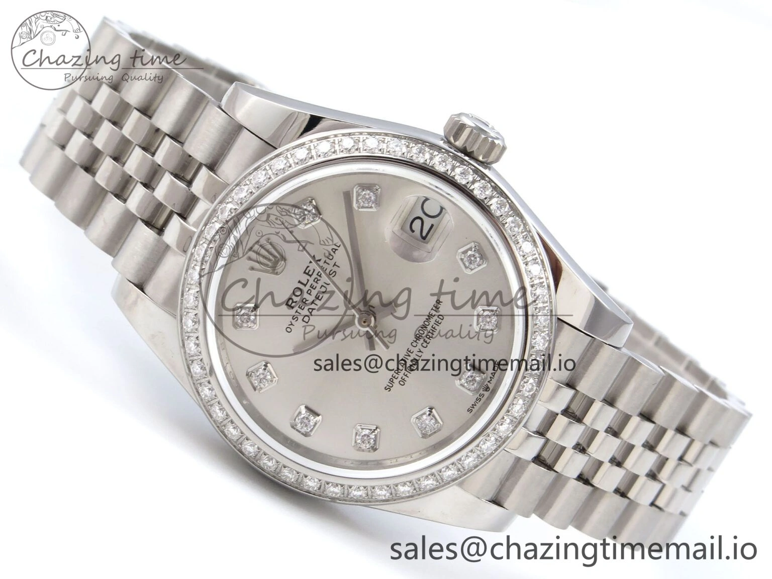 DateJust 31 278384RBR JARF 1:1 Best Edition 904L Steel Silver Diamonds Dial on SS Jubilee Bracelet HZ2236