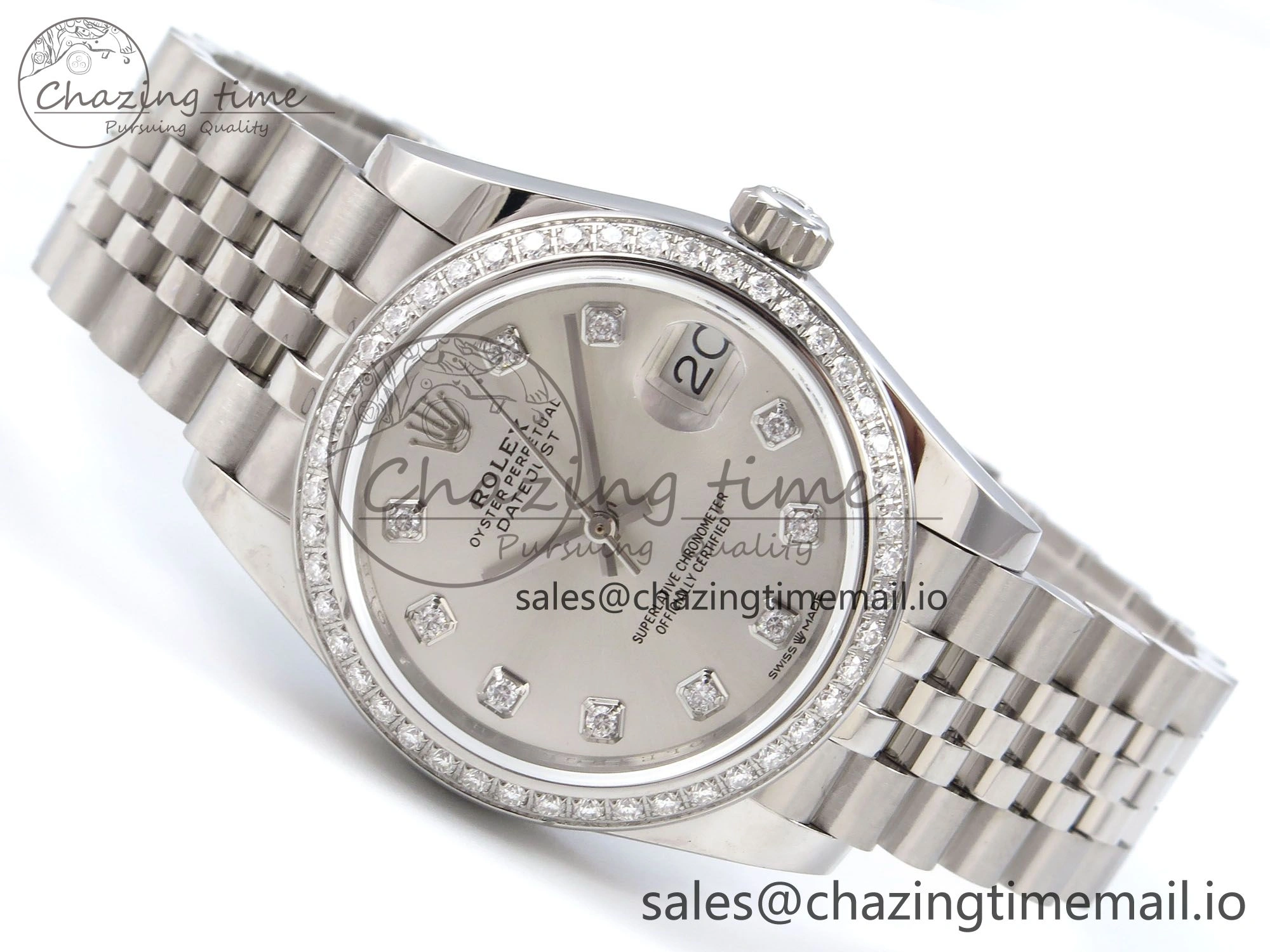 DateJust 31 278384RBR JARF 1:1 Best Edition 904L Steel Silver Diamonds Dial on SS Jubilee Bracelet HZ2236
