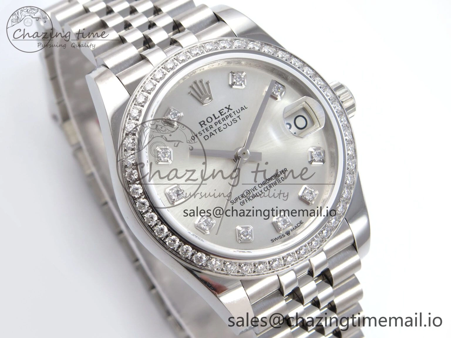 DateJust 31 278384RBR JARF 1:1 Best Edition 904L Steel Silver Diamonds Dial on SS Jubilee Bracelet HZ2236