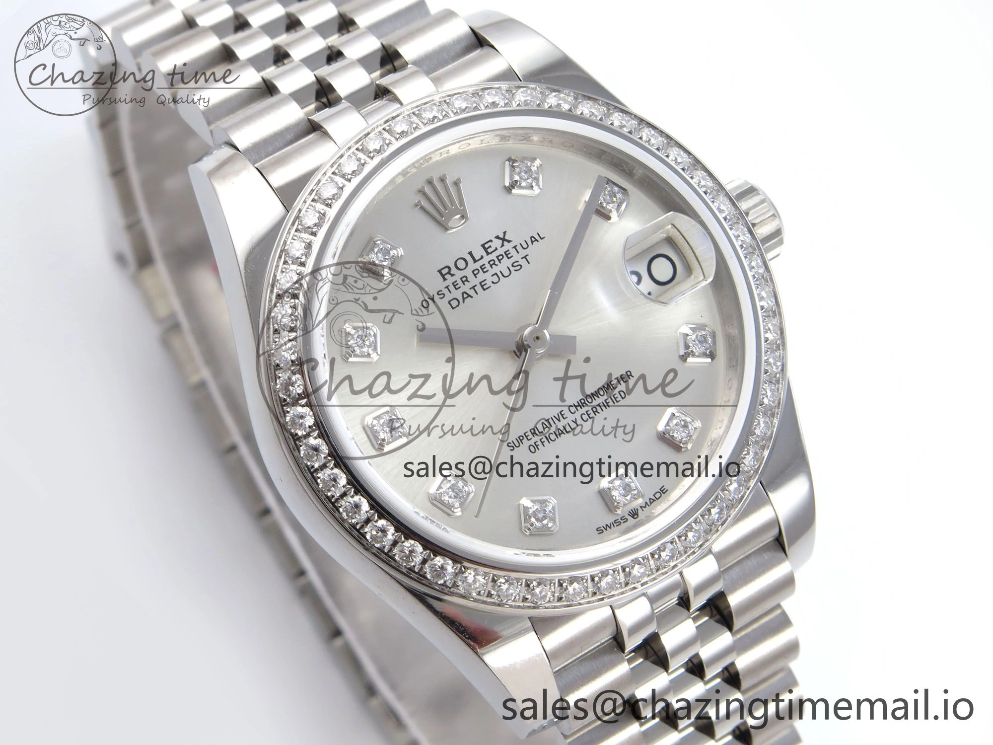 DateJust 31 278384RBR JARF 1:1 Best Edition 904L Steel Silver Diamonds Dial on SS Jubilee Bracelet HZ2236