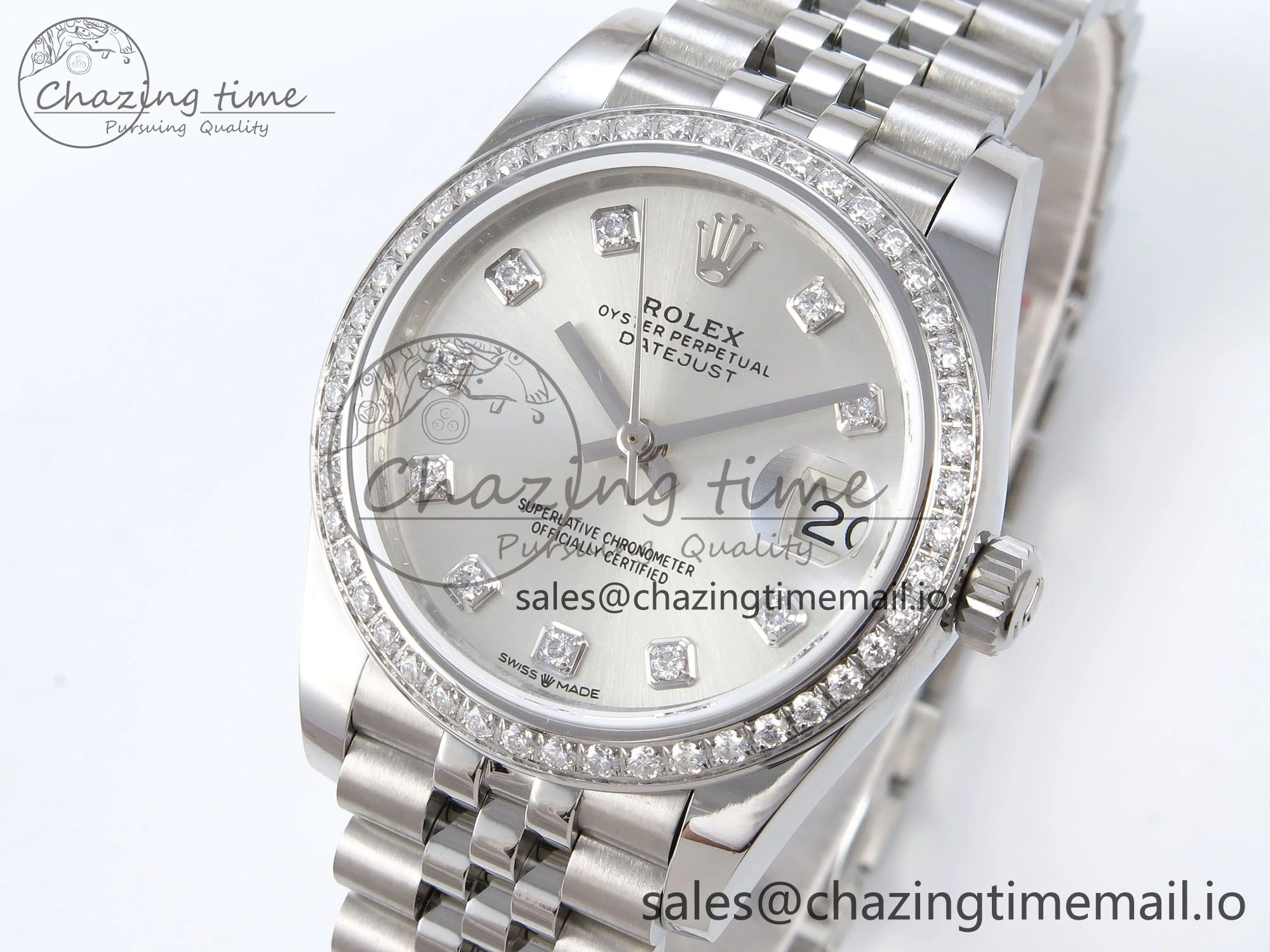 DateJust 31 278384RBR JARF 1:1 Best Edition 904L Steel Silver Diamonds Dial on SS Jubilee Bracelet HZ2236