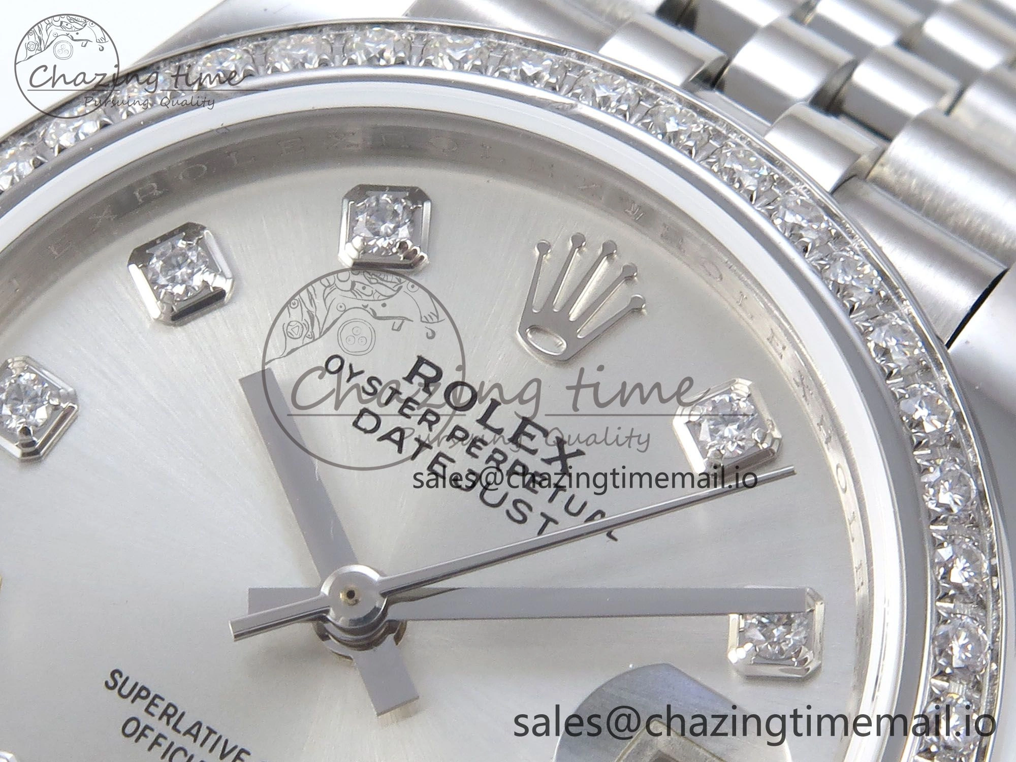 DateJust 31 278384RBR JARF 1:1 Best Edition 904L Steel Silver Diamonds Dial on SS Jubilee Bracelet HZ2236
