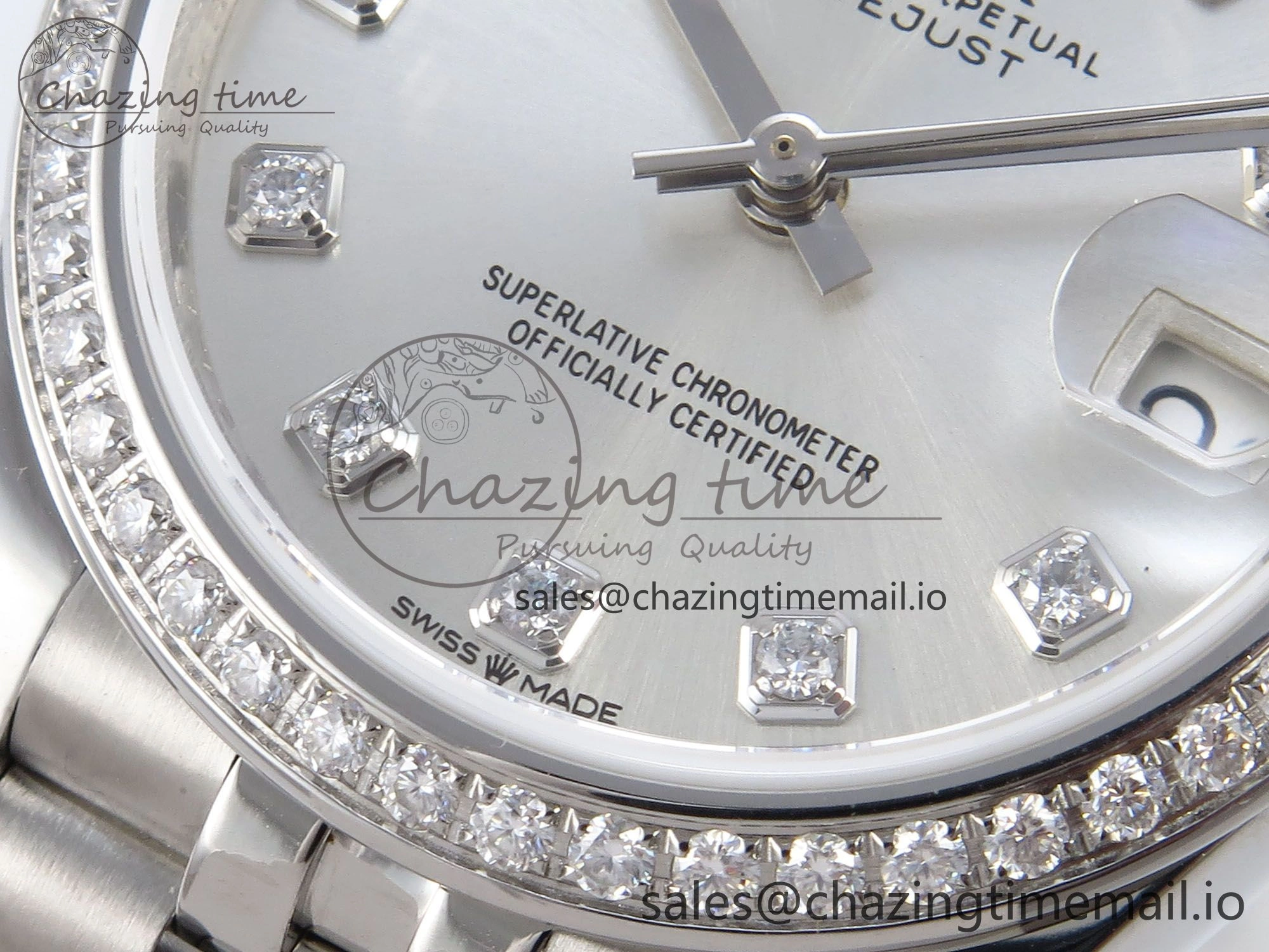 DateJust 31 278384RBR JARF 1:1 Best Edition 904L Steel Silver Diamonds Dial on SS Jubilee Bracelet HZ2236