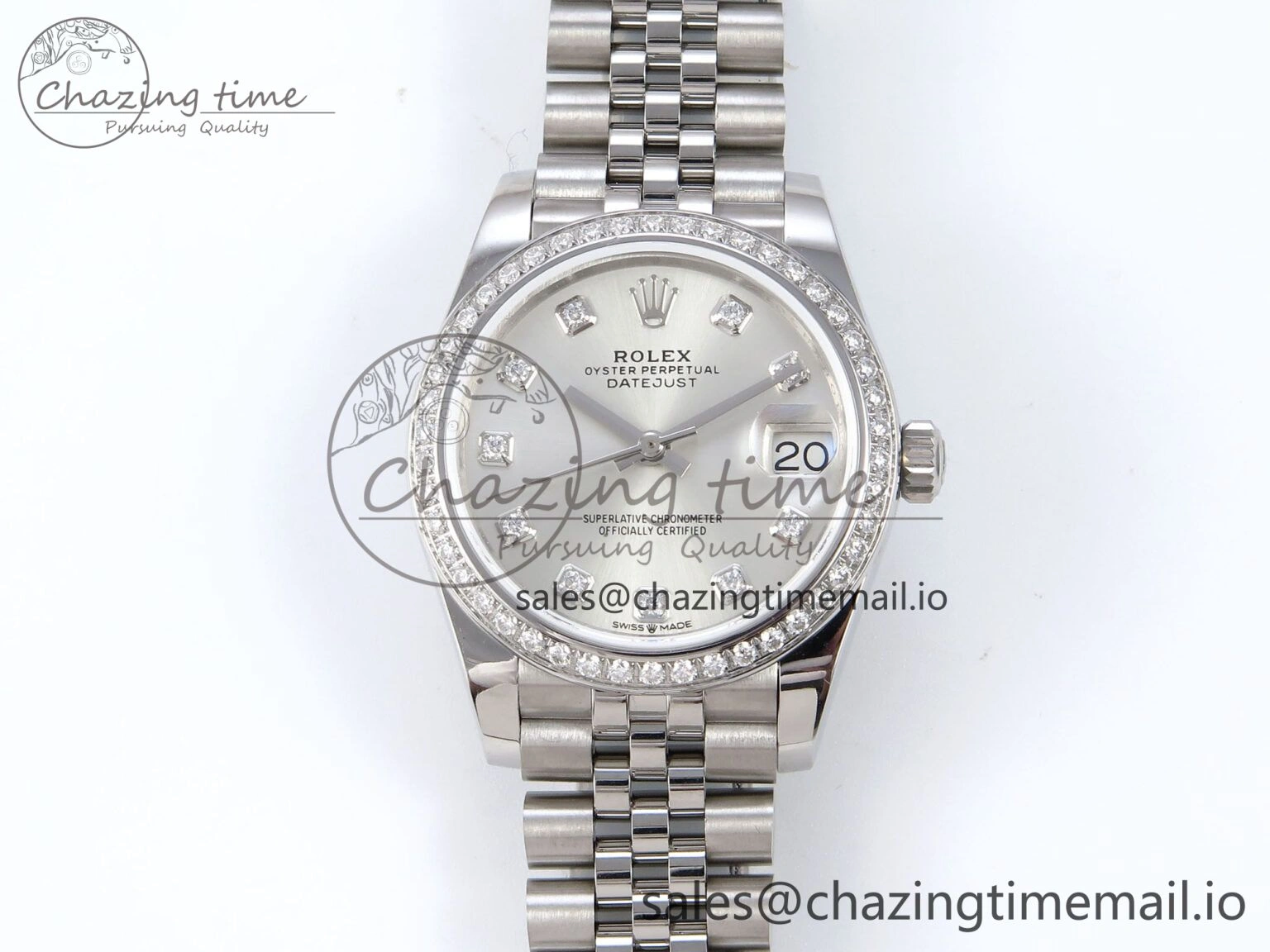 DateJust 31 278384RBR JARF 1:1 Best Edition 904L Steel Silver Diamonds Dial on SS Jubilee Bracelet HZ2236