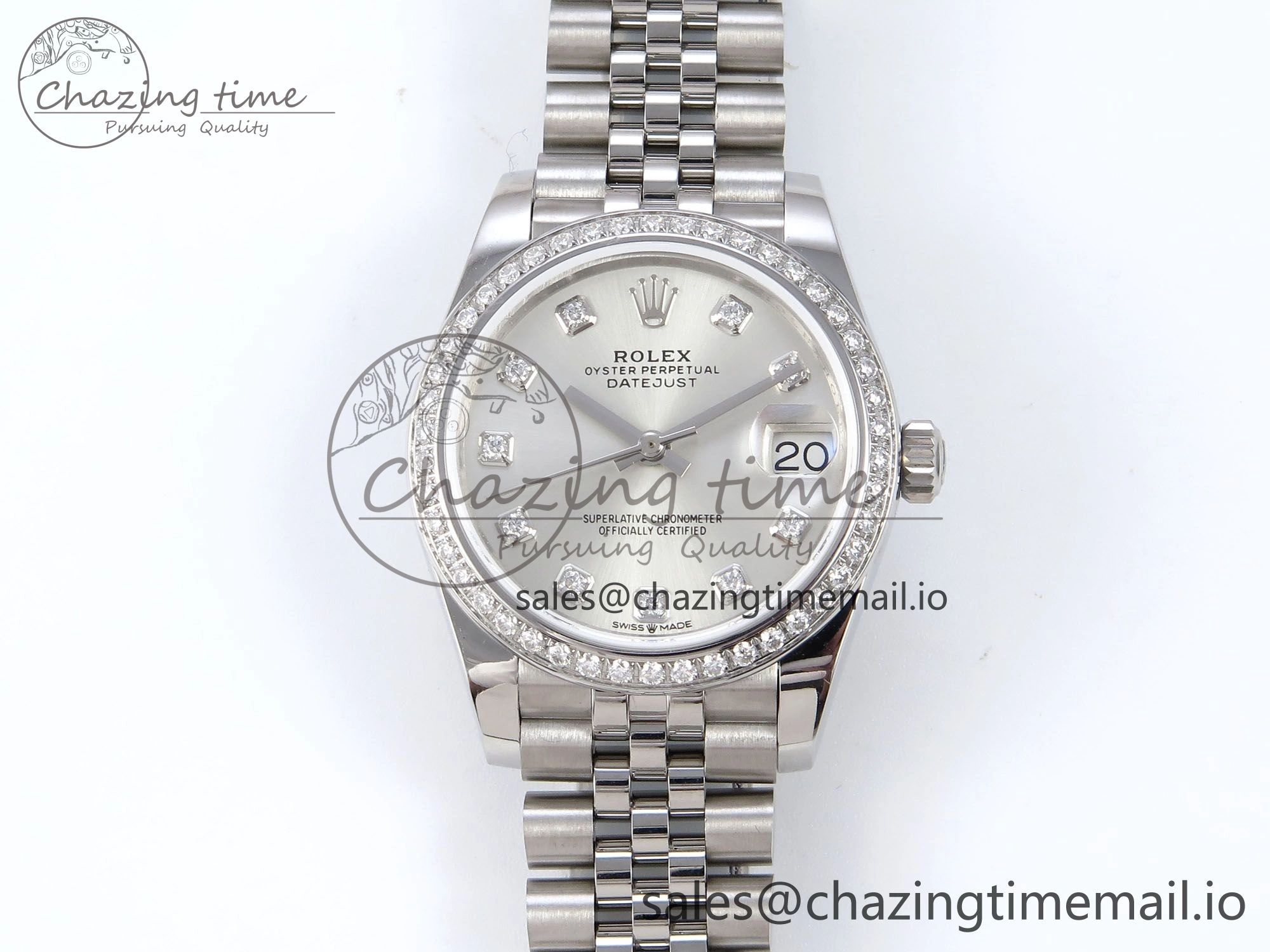DateJust 31 278384RBR JARF 1:1 Best Edition 904L Steel Silver Diamonds Dial on SS Jubilee Bracelet HZ2236