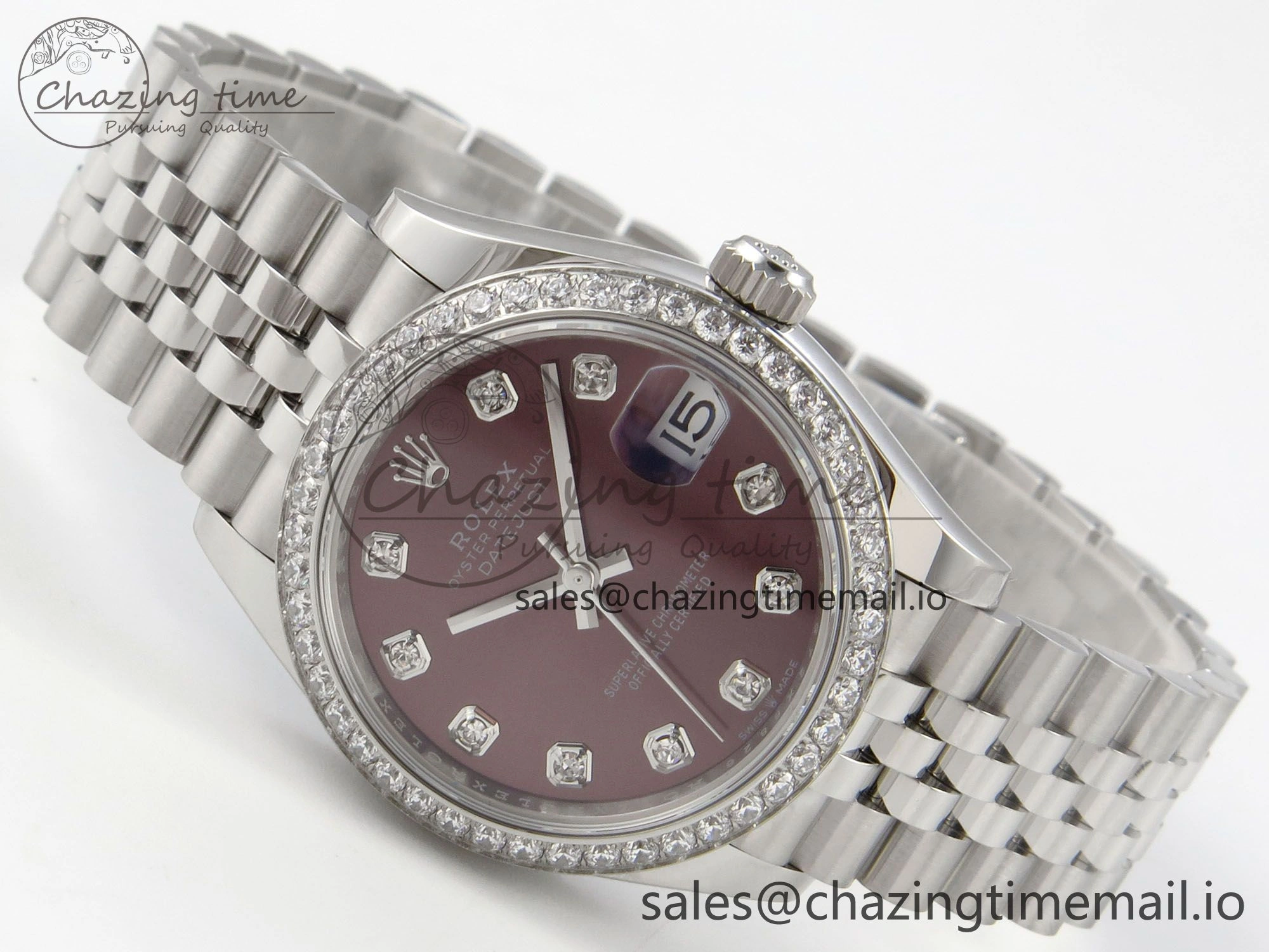 DateJust 31 278384RBR THBF 1:1 Best Edition 904L Steel Brown Diamonds Dial Diamonds Bezel on SS Jubilee Bracelet HZ Cal.2236