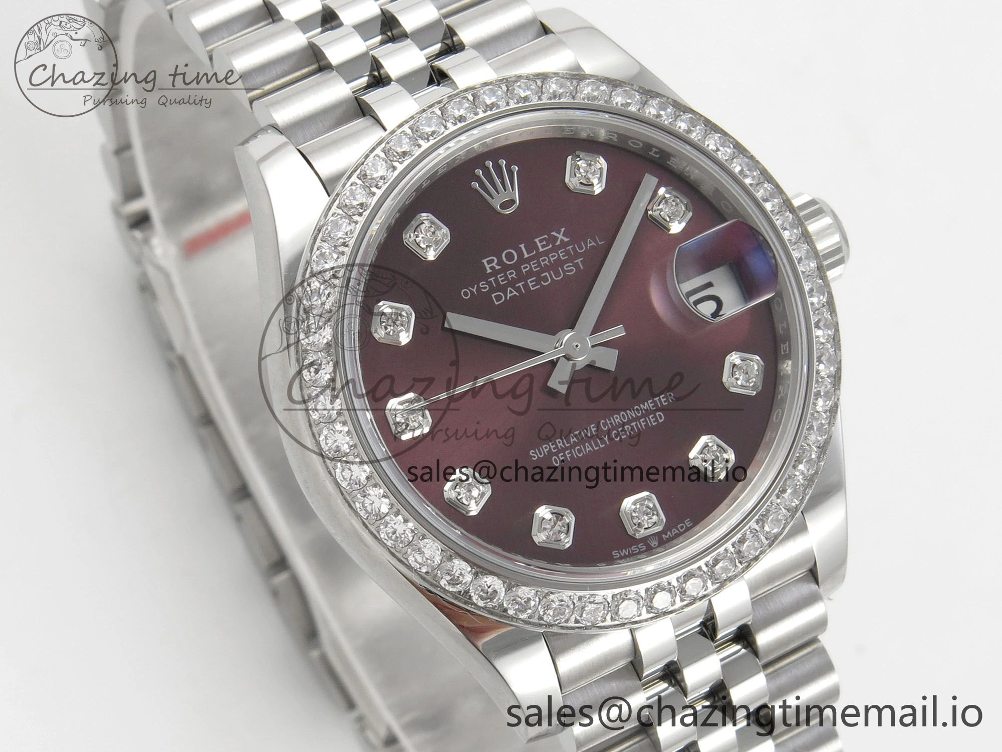DateJust 31 278384RBR THBF 1:1 Best Edition 904L Steel Brown Diamonds Dial Diamonds Bezel on SS Jubilee Bracelet HZ Cal.2236