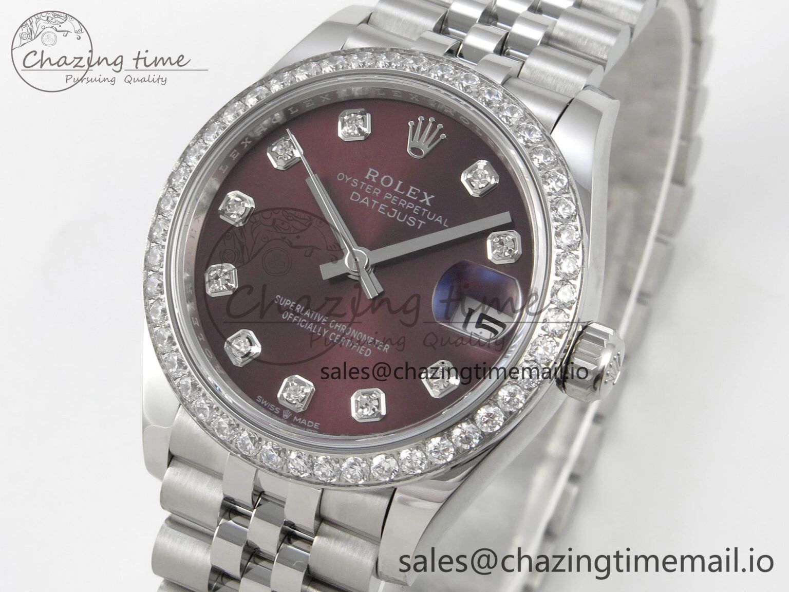 DateJust 31 278384RBR THBF 1:1 Best Edition 904L Steel Brown Diamonds Dial Diamonds Bezel on SS Jubilee Bracelet HZ Cal.2236