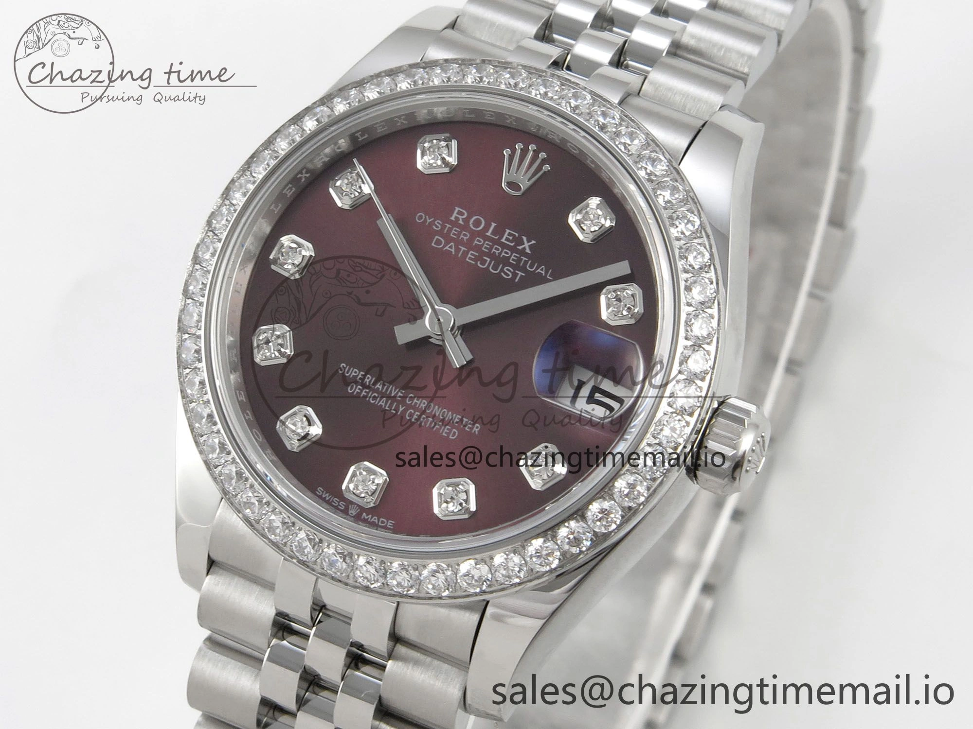 DateJust 31 278384RBR THBF 1:1 Best Edition 904L Steel Brown Diamonds Dial Diamonds Bezel on SS Jubilee Bracelet HZ Cal.2236