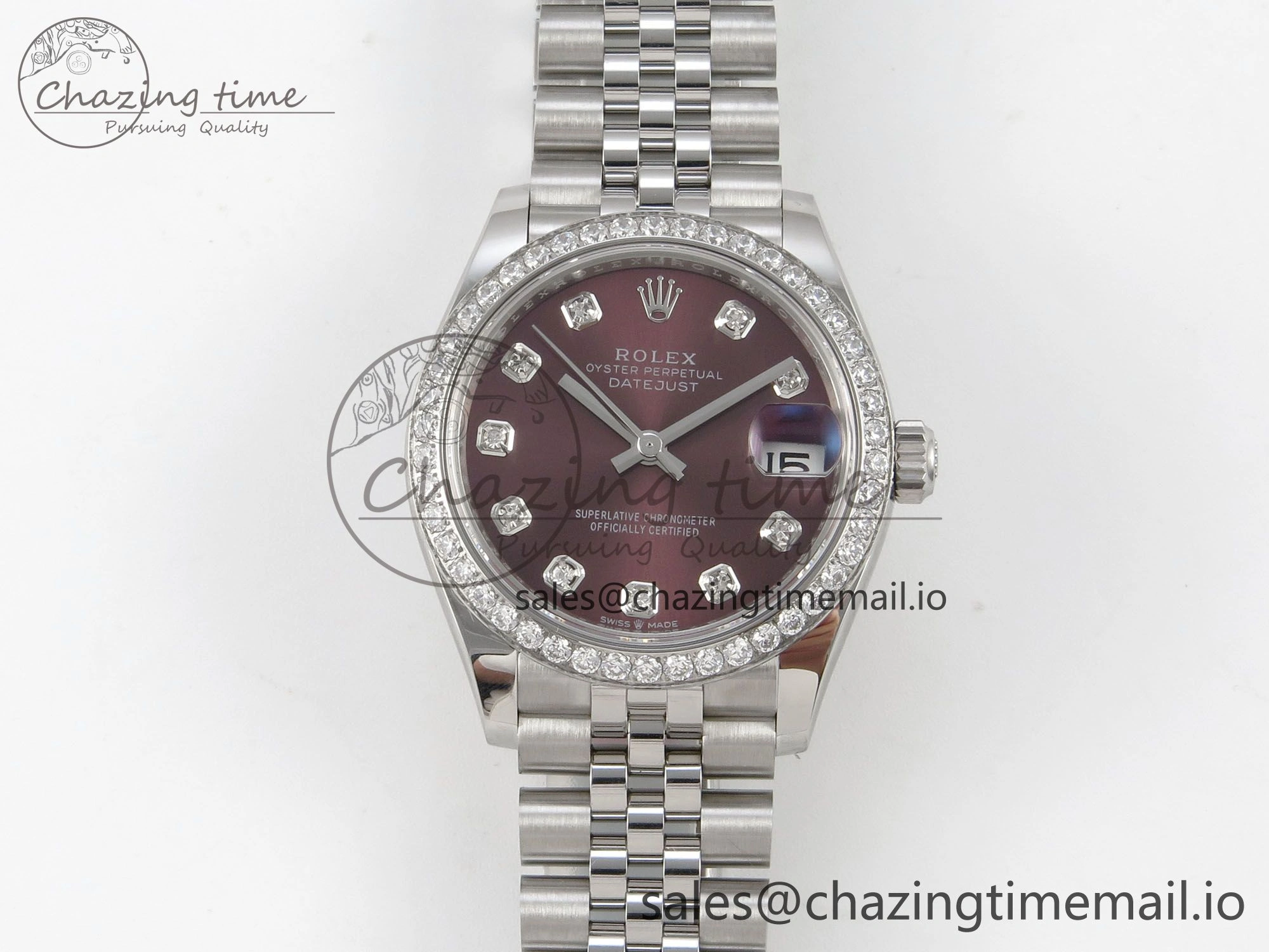 DateJust 31 278384RBR THBF 1:1 Best Edition 904L Steel Brown Diamonds Dial Diamonds Bezel on SS Jubilee Bracelet HZ Cal.2236