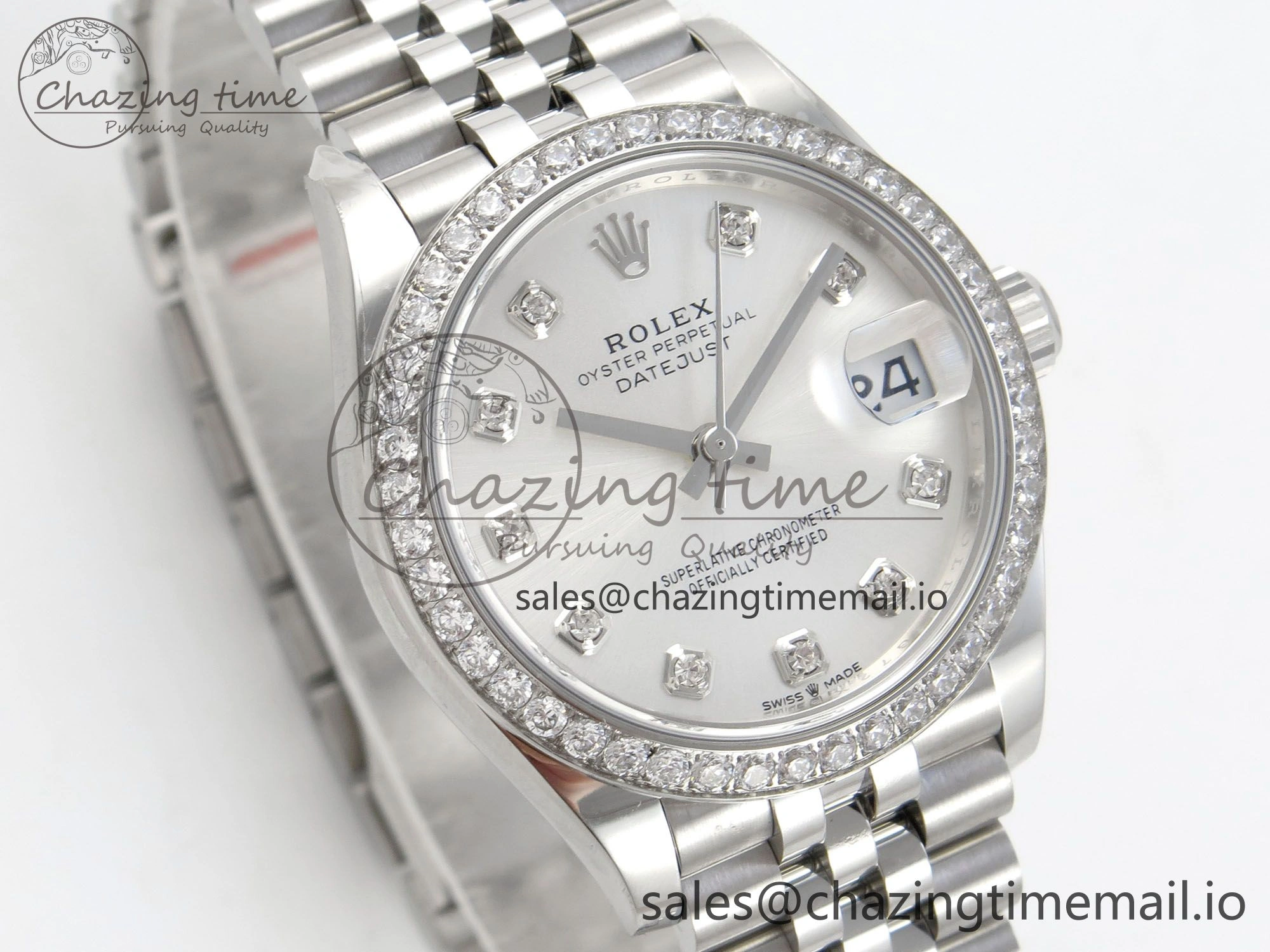 DateJust 31 278384RBR THBF 1:1 Best Edition 904L Steel Silver Diamonds Dial Diamonds Bezel on SS Oyster Bracelet HZ Cal.2236